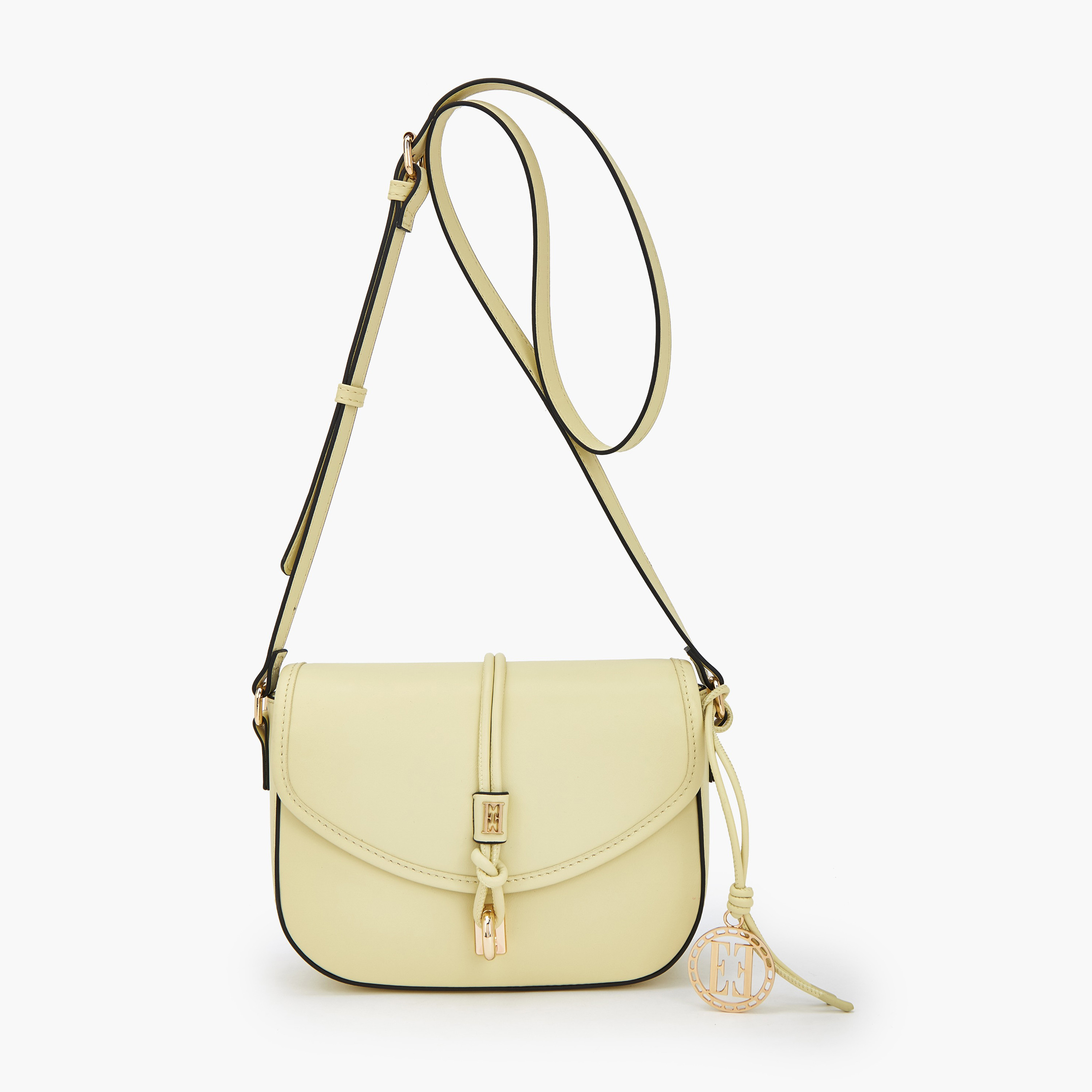 Elle Textured Solid Crossbody Bag with Twist Lock Closure-women-bagsandwallets-handbags-image-1