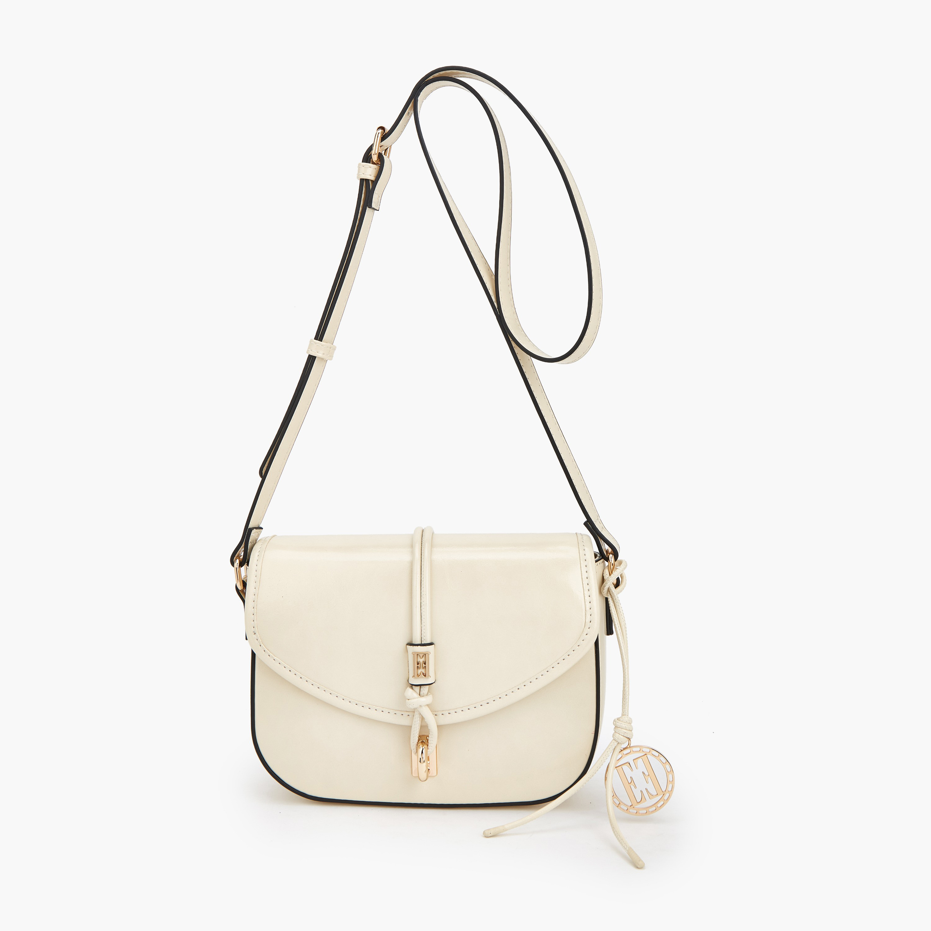 Elle Textured Solid Crossbody Bag with Twist Lock Closure-women-bagsandwallets-handbags-image-1
