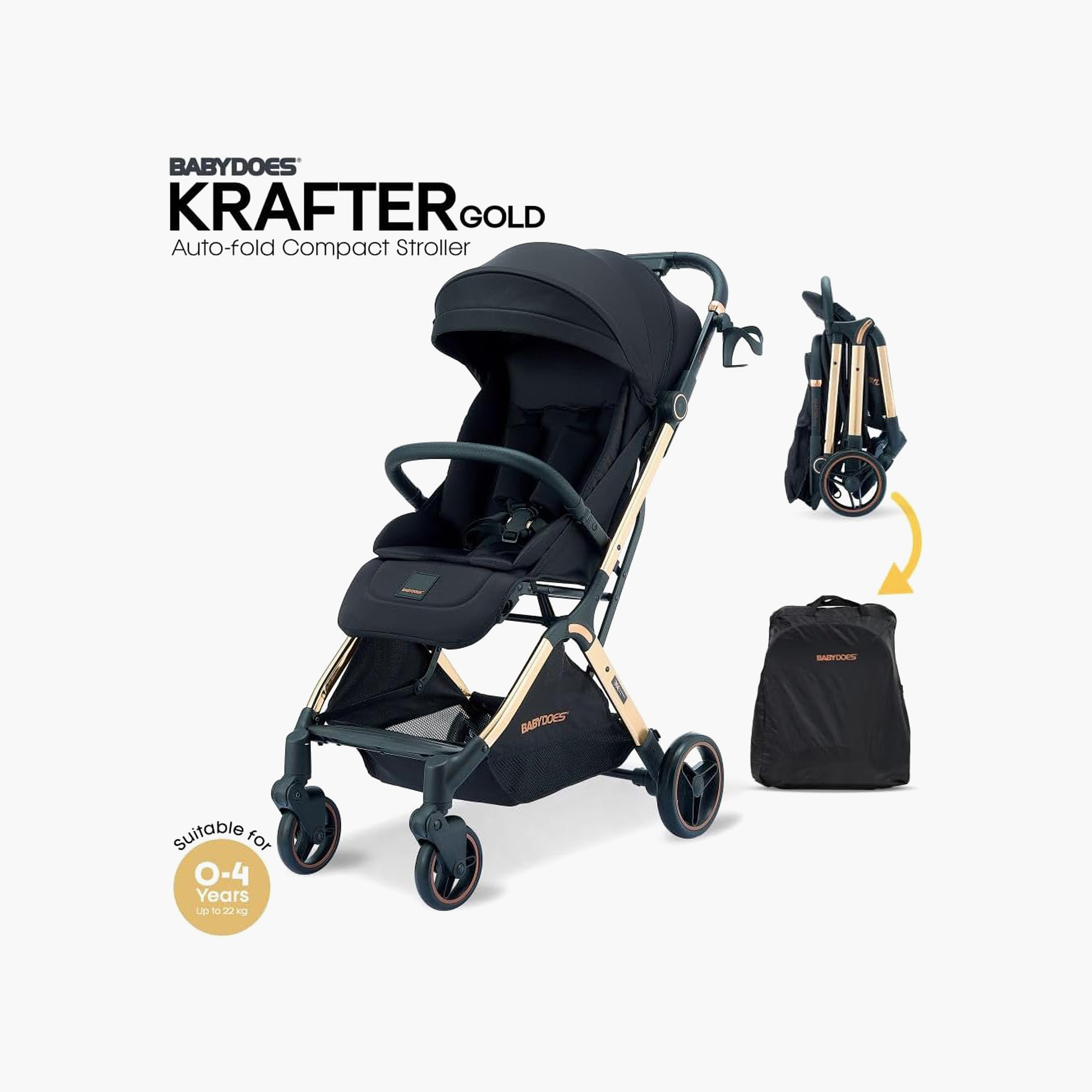 عربة أطفال كرافتر جولد بطيّ أوتوماتيكي من بيبي دوز-baby-gear-strollersandprams-strollers-image-2