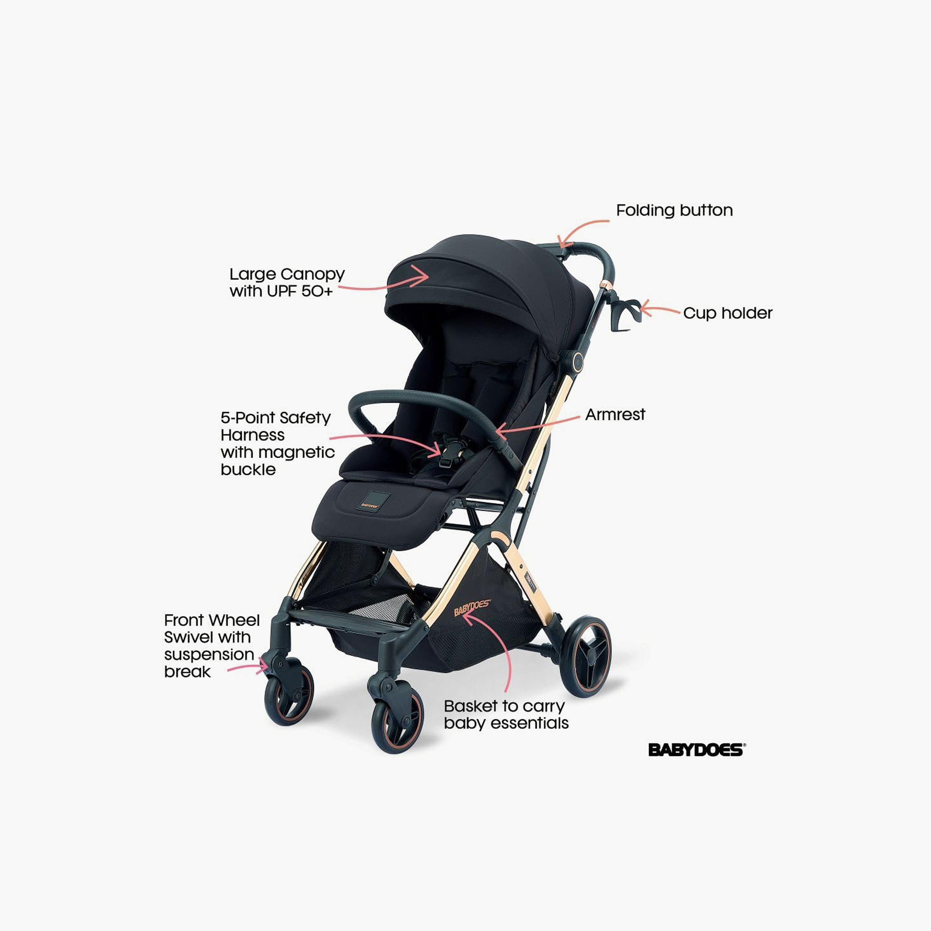 عربة أطفال كرافتر جولد بطيّ أوتوماتيكي من بيبي دوز-baby-gear-strollersandprams-strollers-image-3