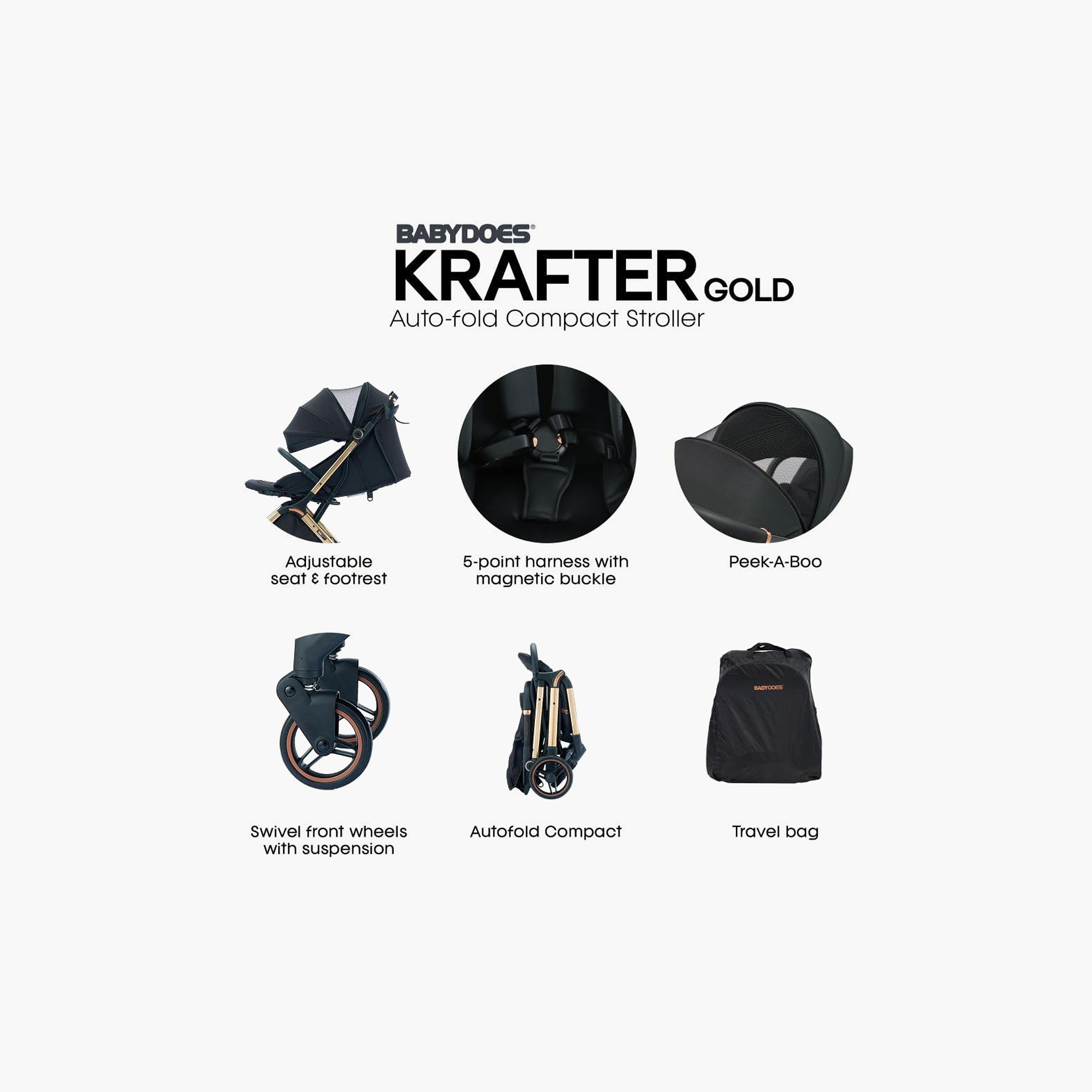 عربة أطفال كرافتر جولد بطيّ أوتوماتيكي من بيبي دوز-baby-gear-strollersandprams-strollers-image-5