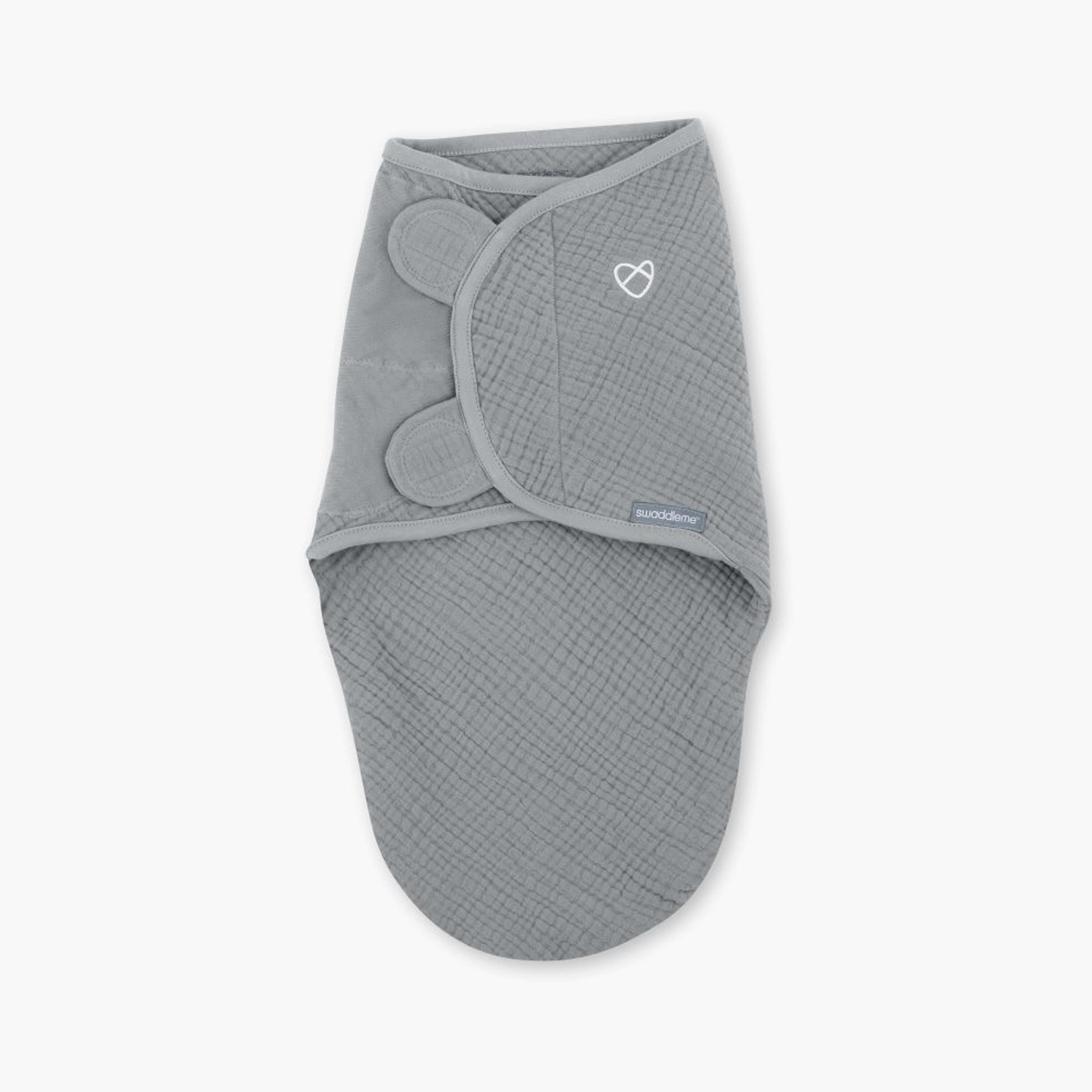 Ingenuity Swaddleme Muslin Original Swaddle - 0-3 Months - Granite-baby-nursery-blanketsandswaddles-swaddlesandsleepingbags-image-1