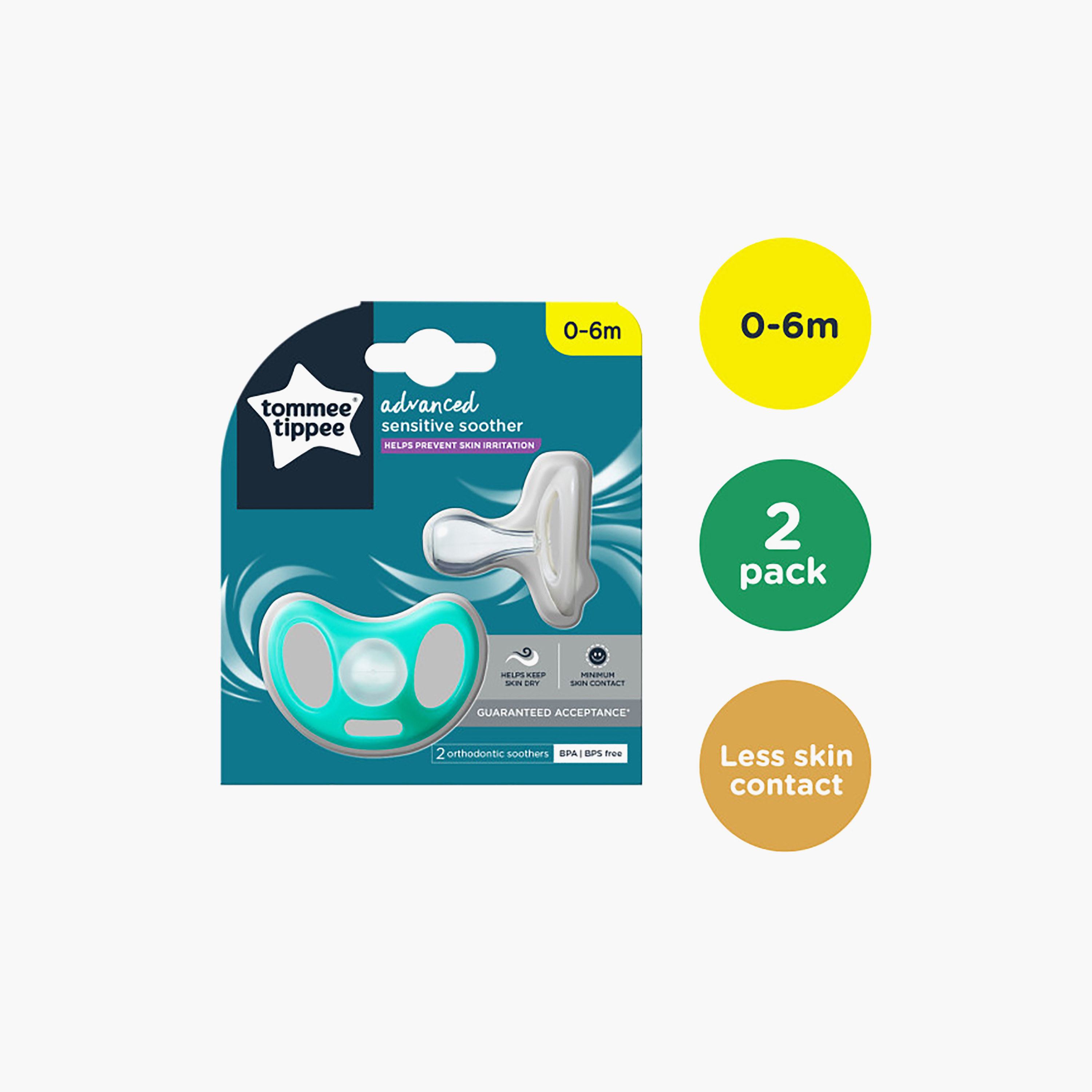 Tommee Tippee 2-Piece Sensitive Soother with Reusable Steriliser Pod - 0-6 months-baby-feeding-pacifiers-image-3