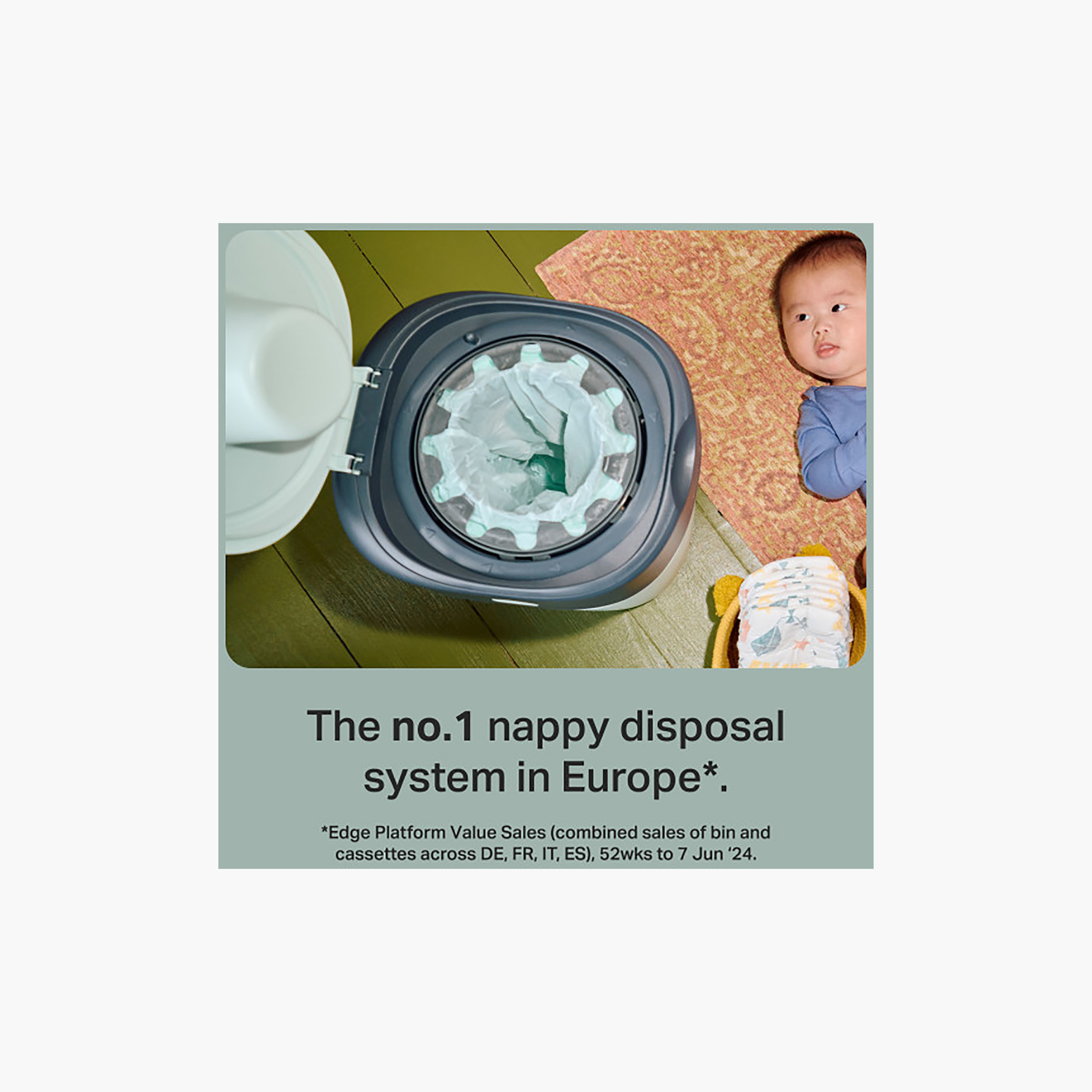 Tommee Tippee Twist & Click Advanced Nappy Bin with 1 Refill Cassette-baby-diapering-binsandrefills-image-3