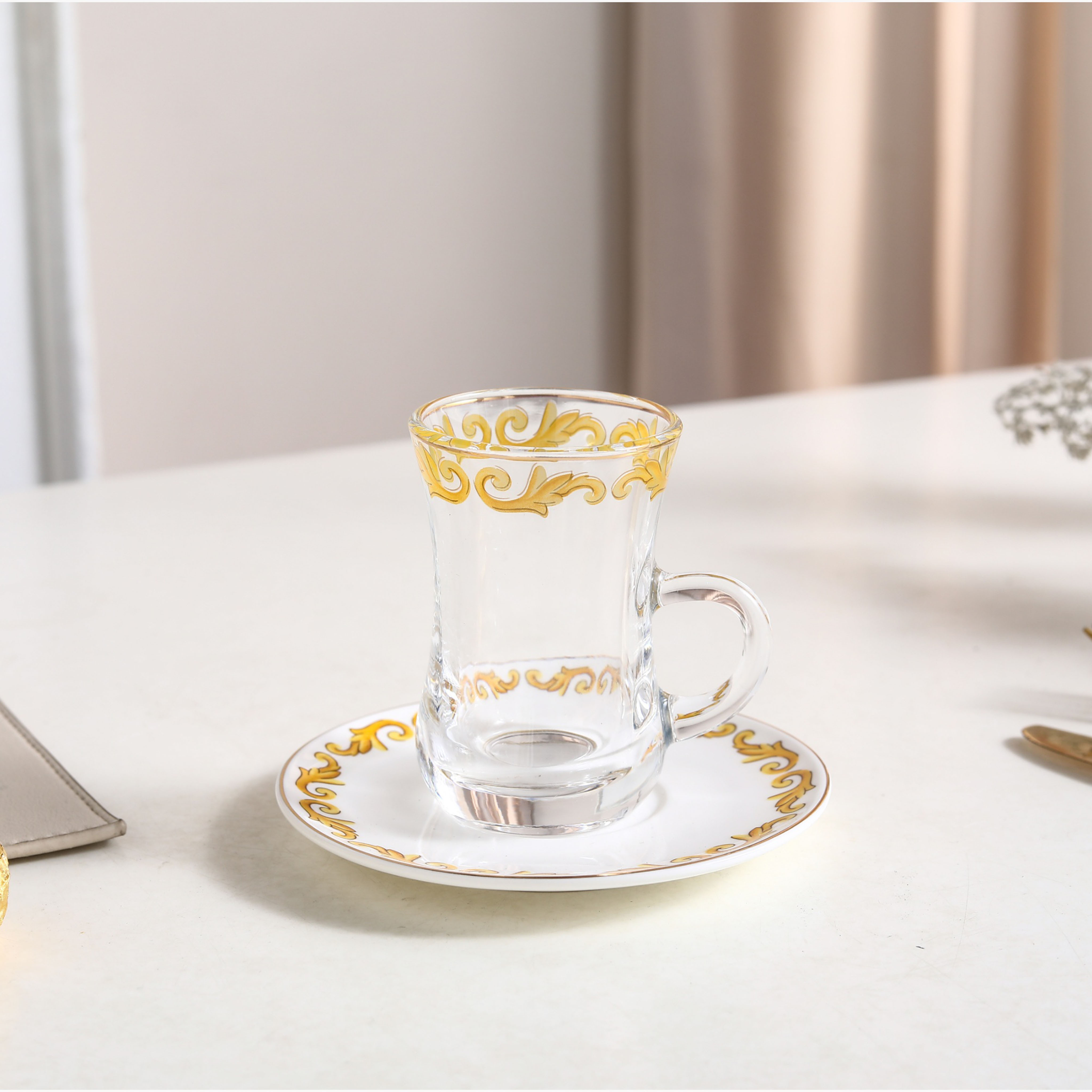 Glass Turkish Cup Saucer Set-household-dining-teaandcoffee-teaandcoffeesets-image-1