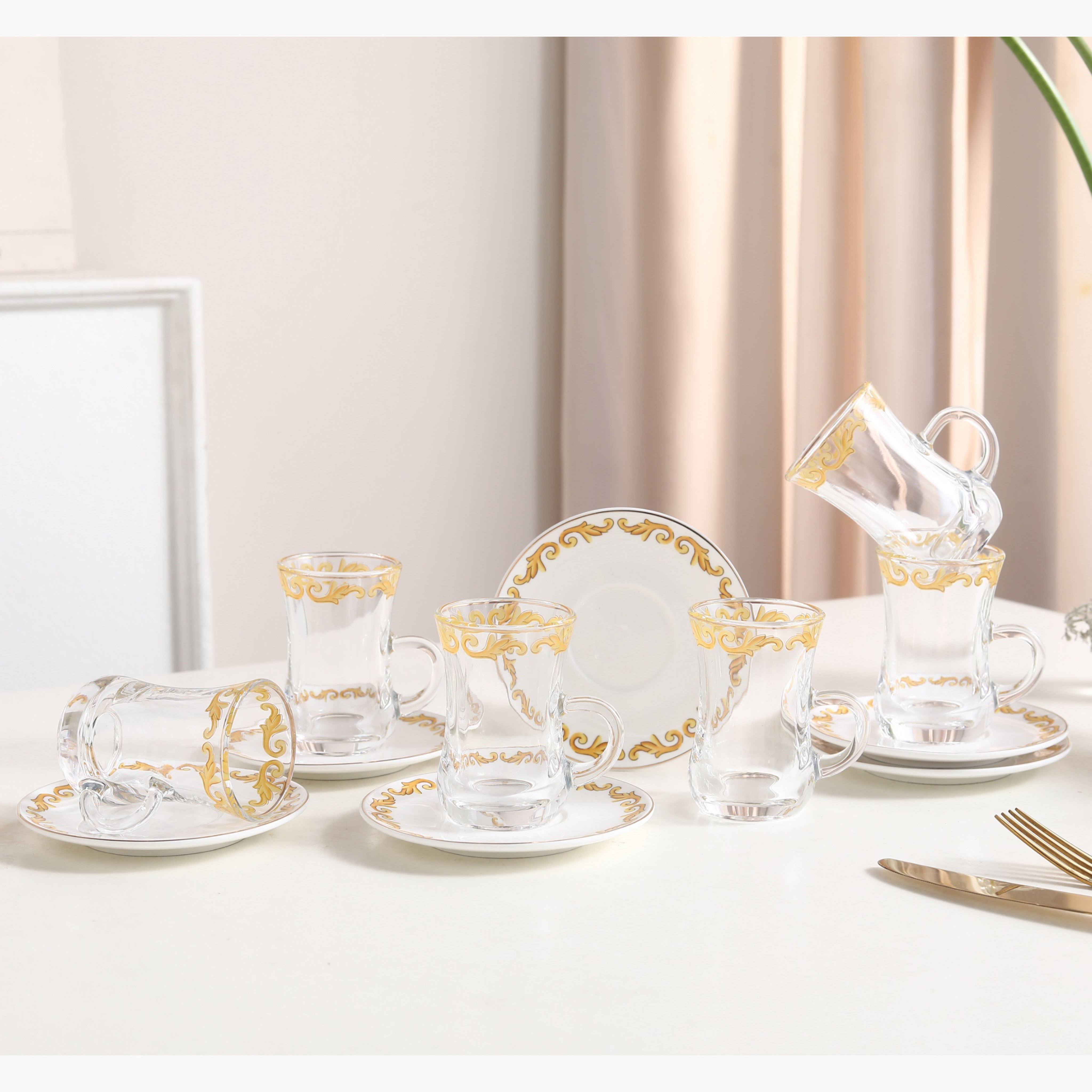 Glass Turkish Cup Saucer Set-household-dining-teaandcoffee-teaandcoffeesets-image-2