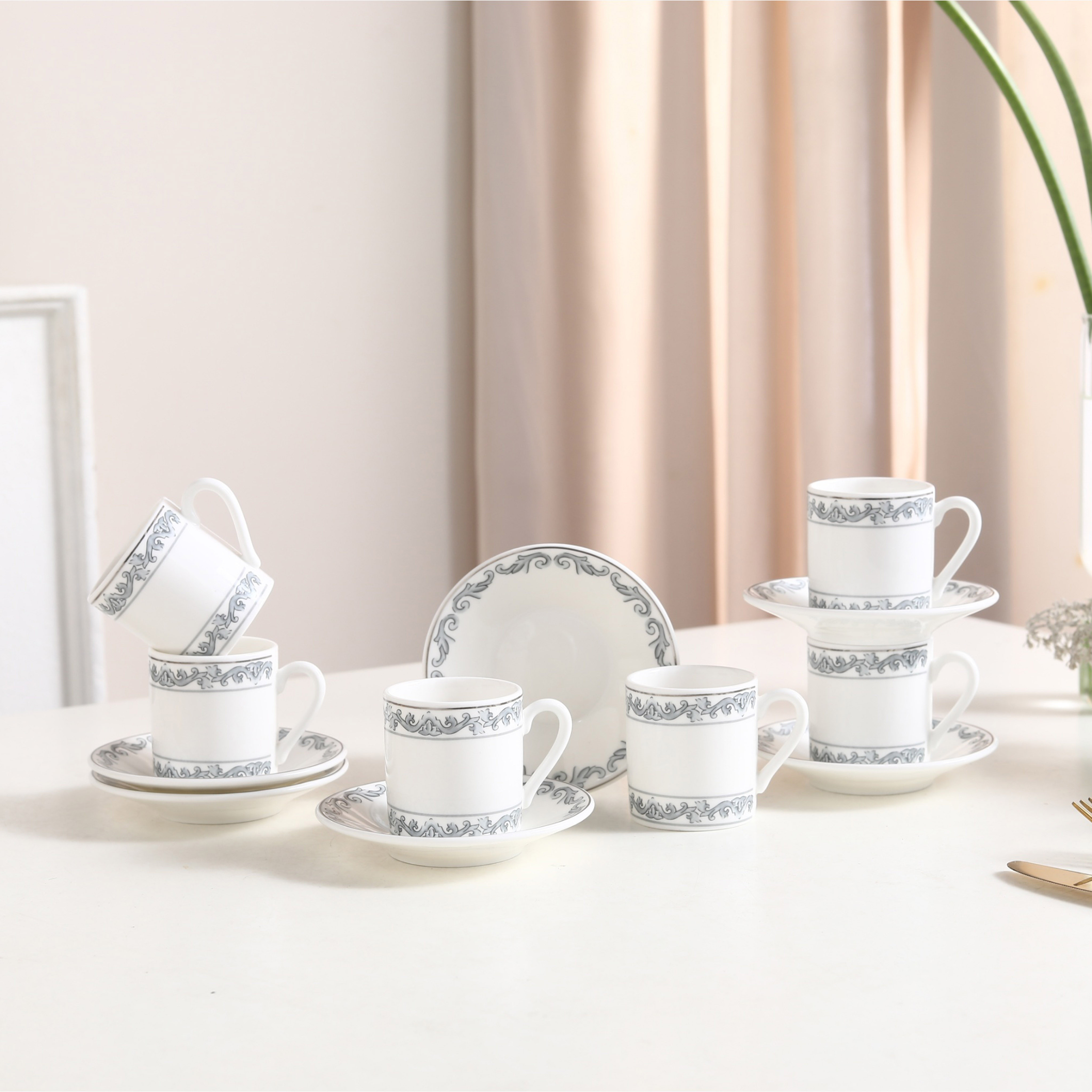 Patterned Porcelain Espresso Cup Saucer-household-dining-teaandcoffee-teaandcoffeesets-image-3