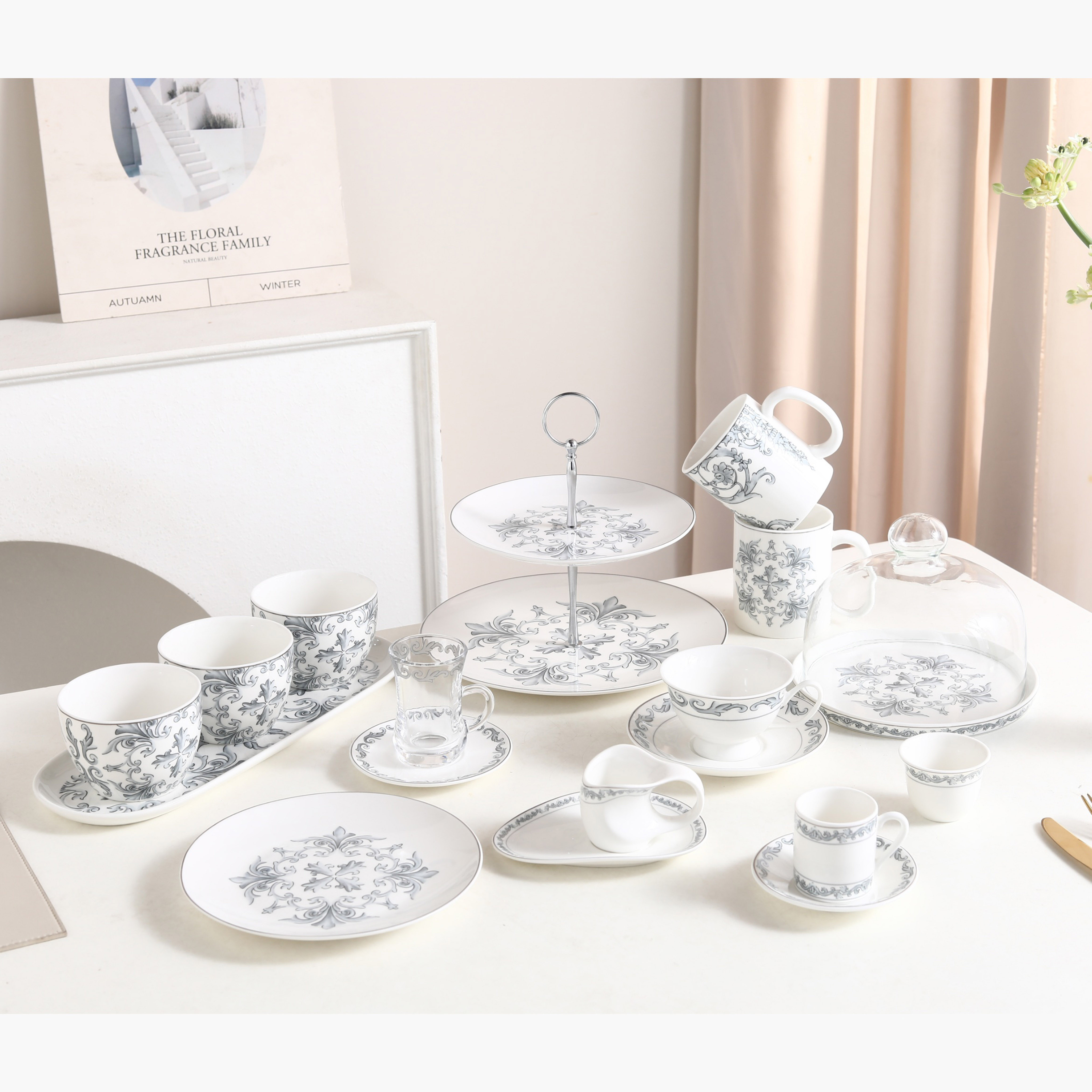 Patterned Porcelain Tea Cup Set-household-dining-teaandcoffee-teaandcoffeesets-image-2