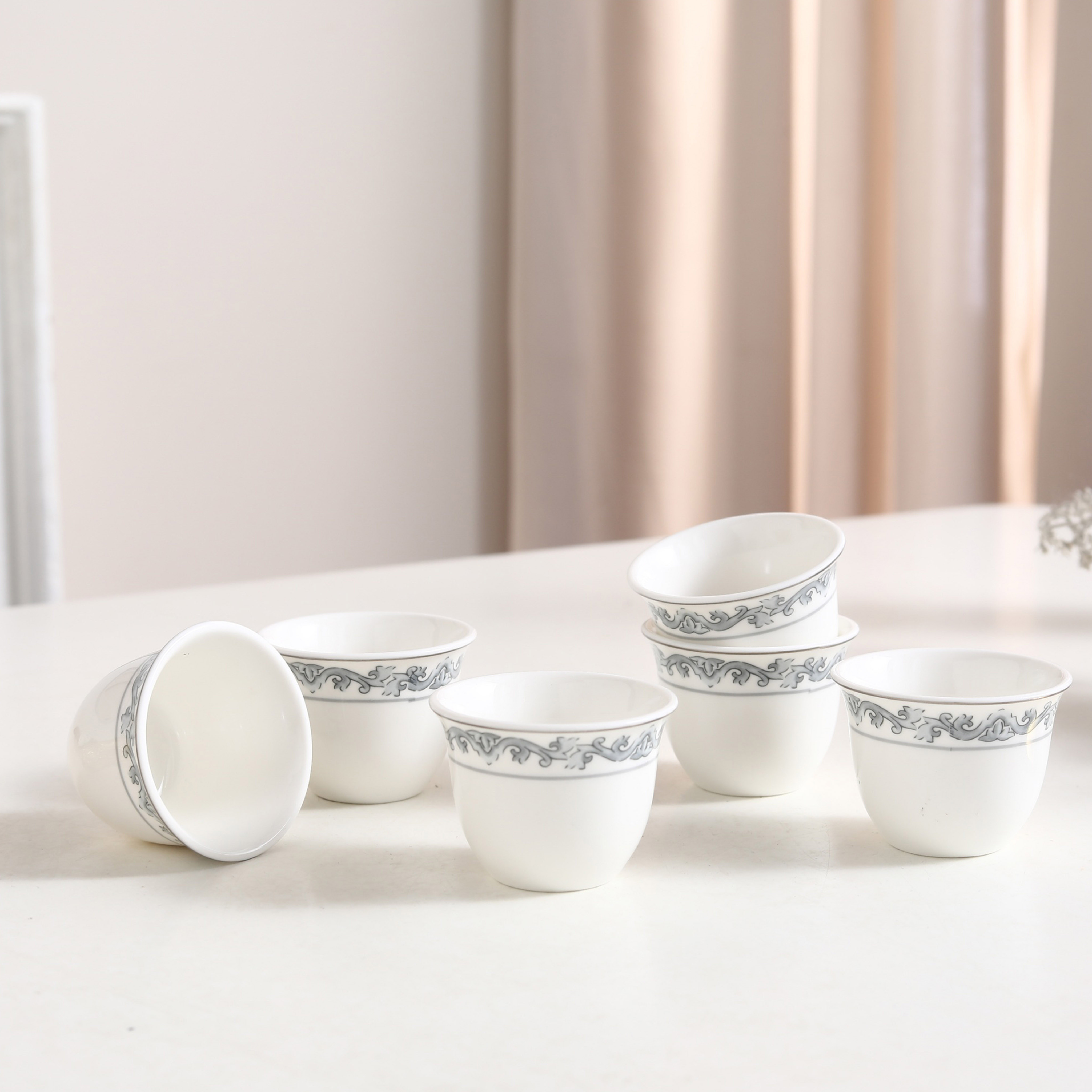 Patterned Ceramic Qahwa Cups - Set of Six-household-dining-teaandcoffee-teaandcoffeesets-image-2