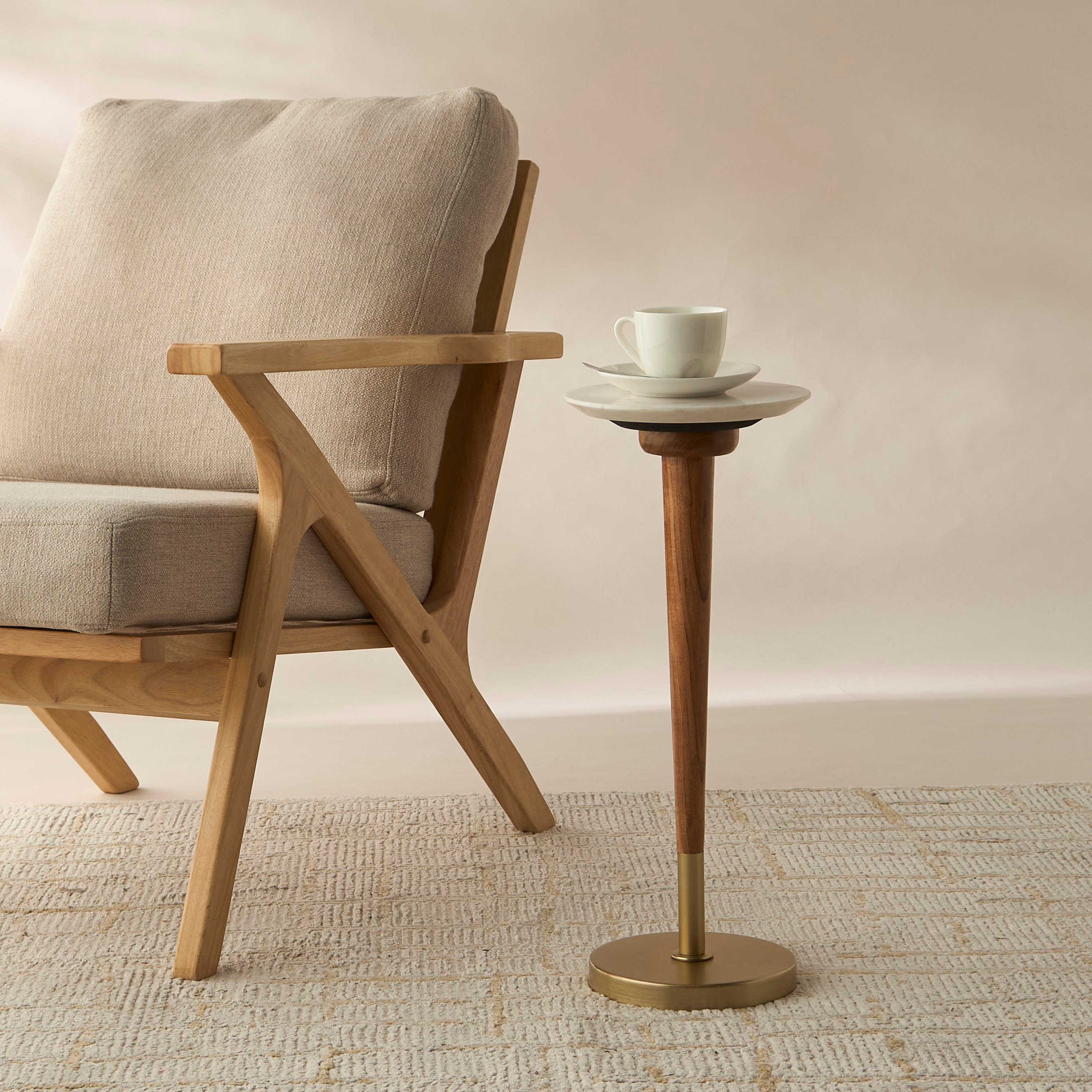 طاولة جانبية بسطح رخام وقاعدة عمودية - 22x22x60 سم-furniture-livingroom-sideandendtables-image-1