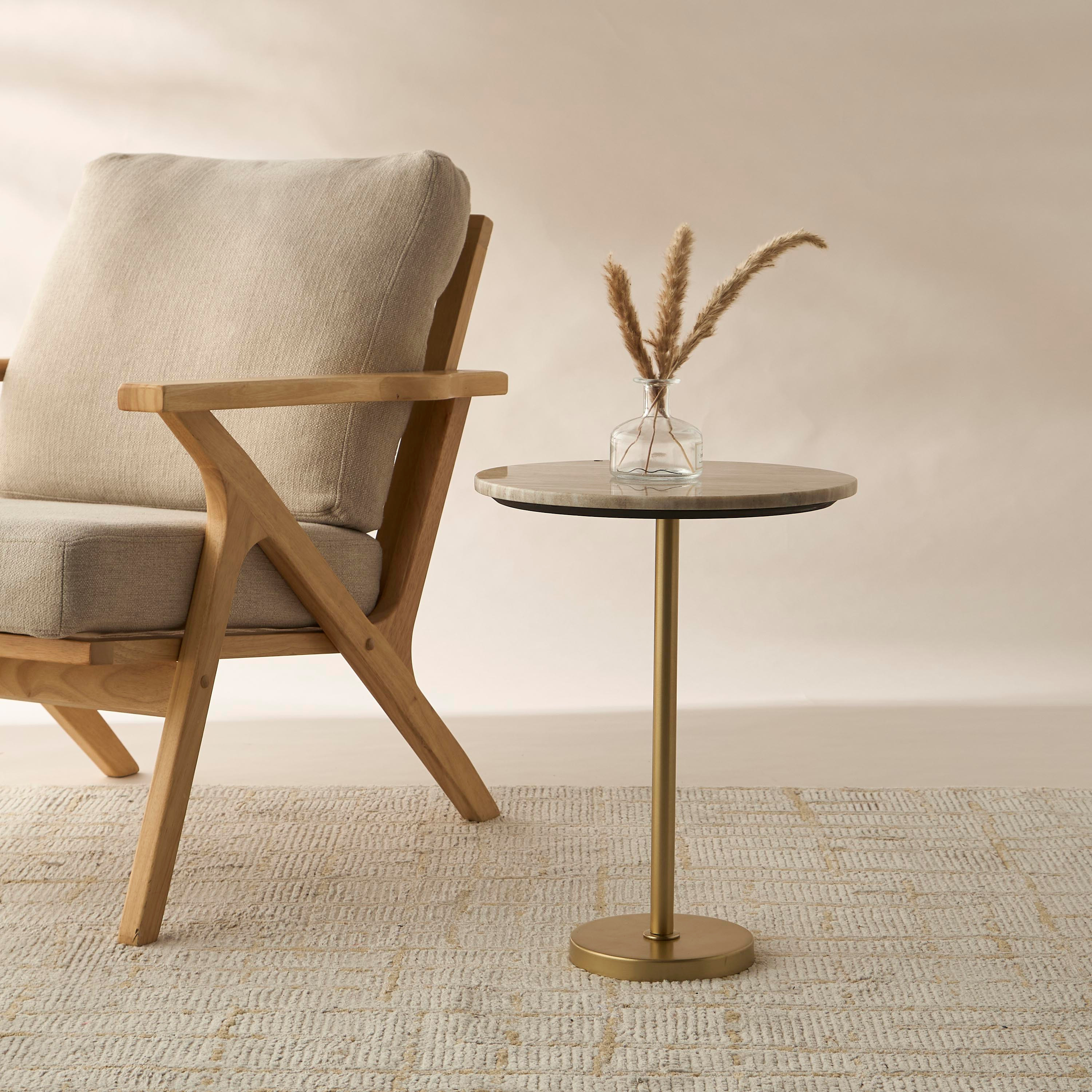 Marble Top Side Table with Pedestal Base - 40x40x52 cms-furniture-livingroom-sideandendtables-image-1