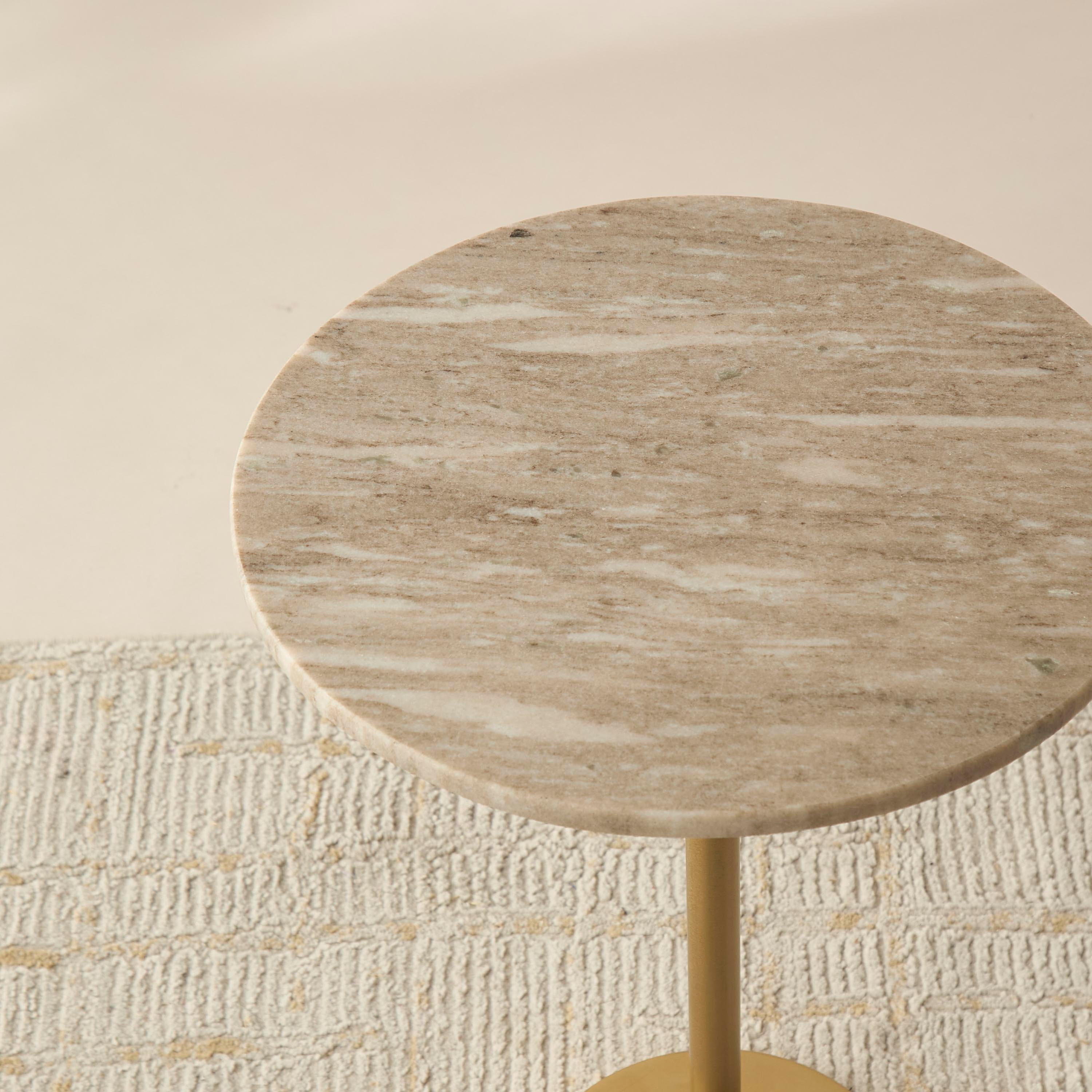 Marble Top Side Table with Pedestal Base - 40x40x52 cms-furniture-livingroom-sideandendtables-image-3