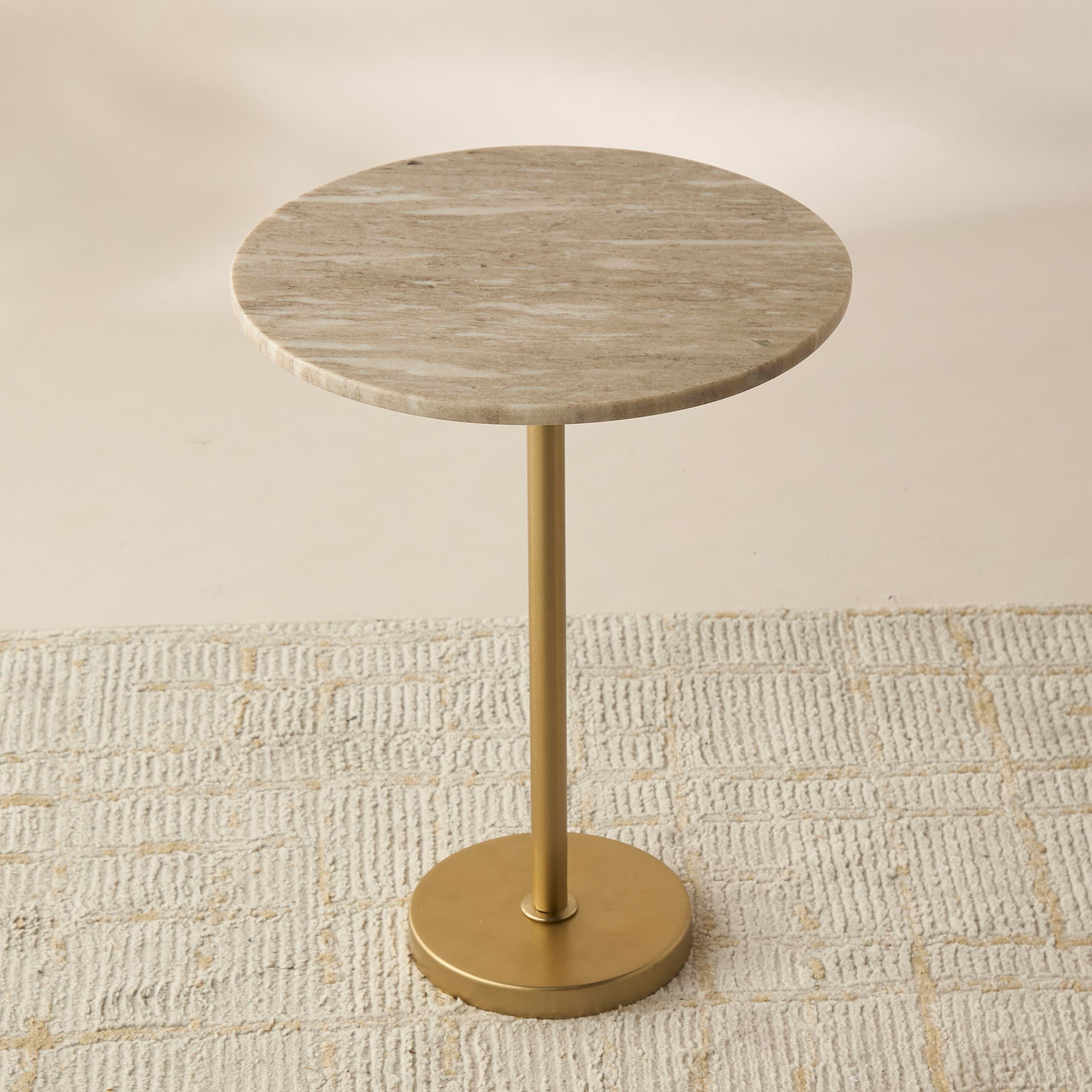 Marble Top Side Table with Pedestal Base - 40x40x52 cms-furniture-livingroom-sideandendtables-image-4