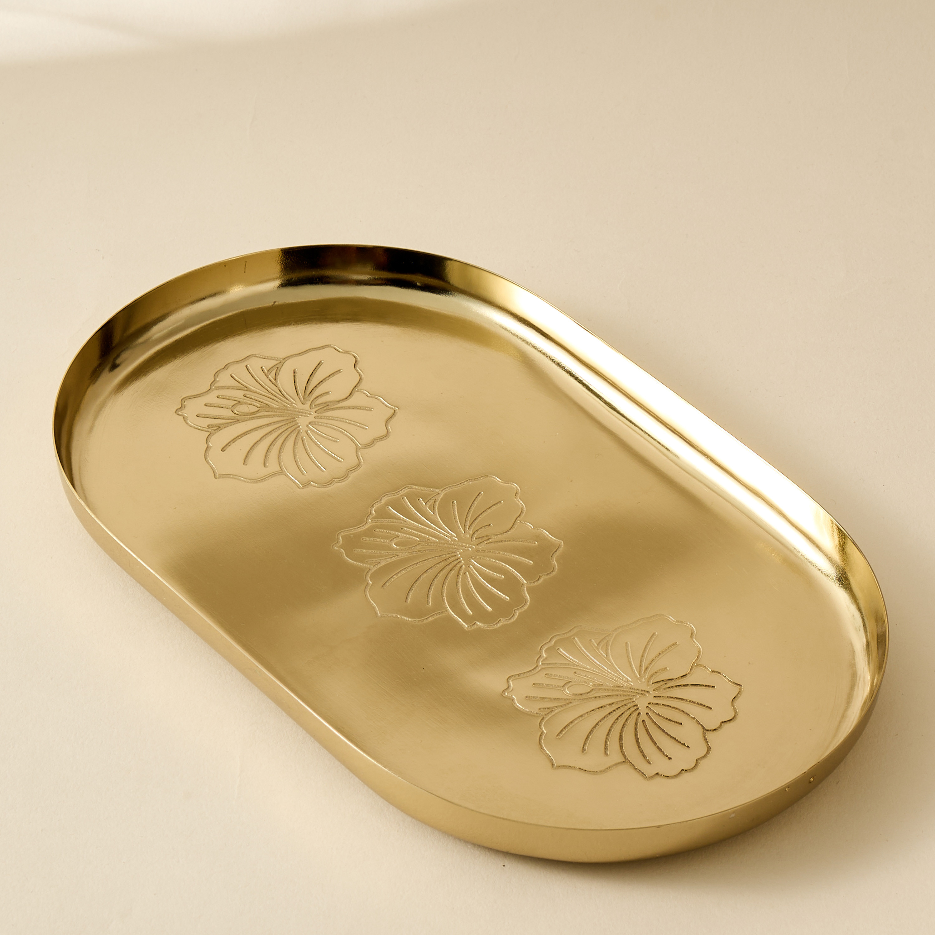 Hibiscus Engraved Oval Serving Tray-household-dining-serveware-servingtrays-image-2