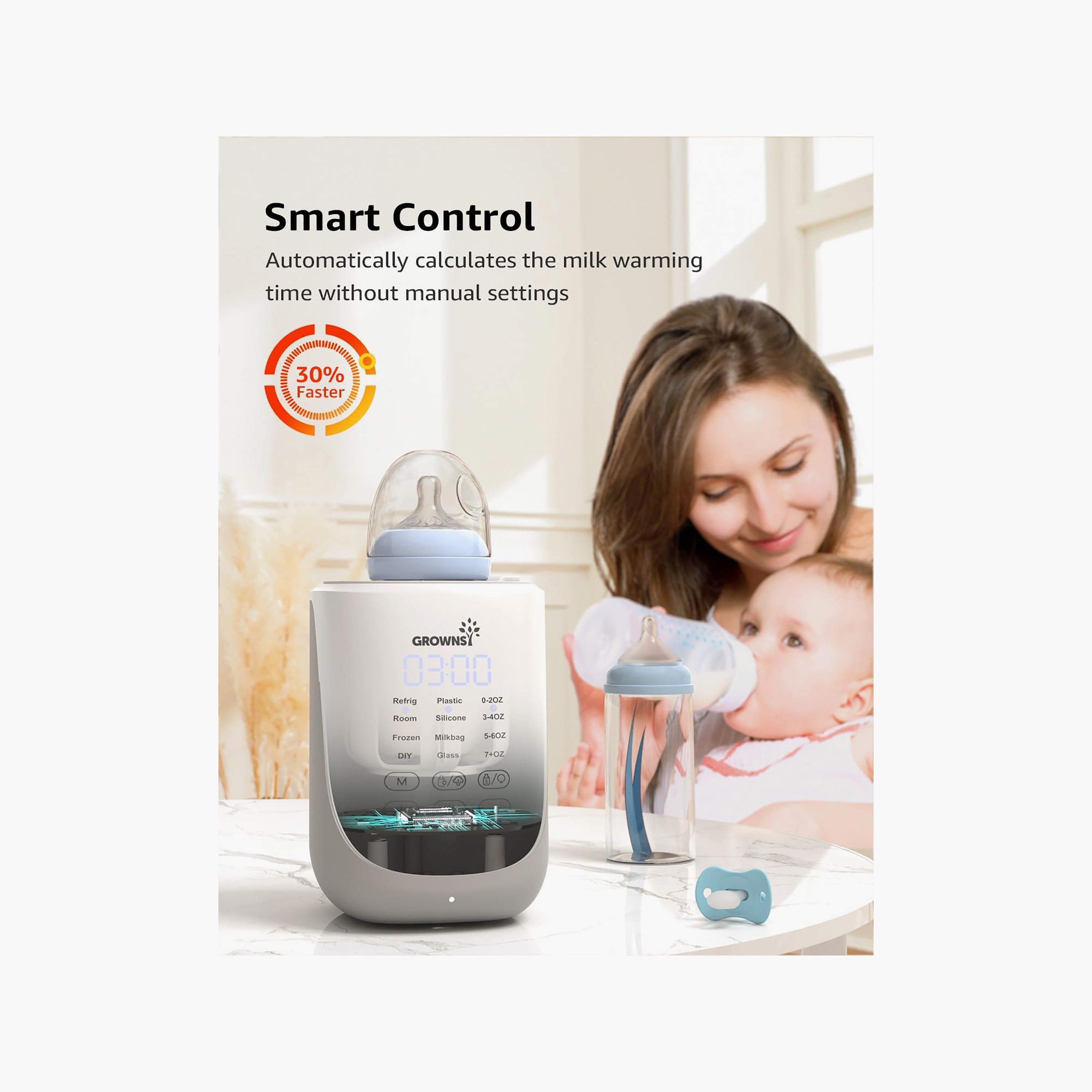 Grownsy Fast Bottle Warmer with Auto-Lift and Night Light-baby-feeding-sterilizersandwarmers-image-5