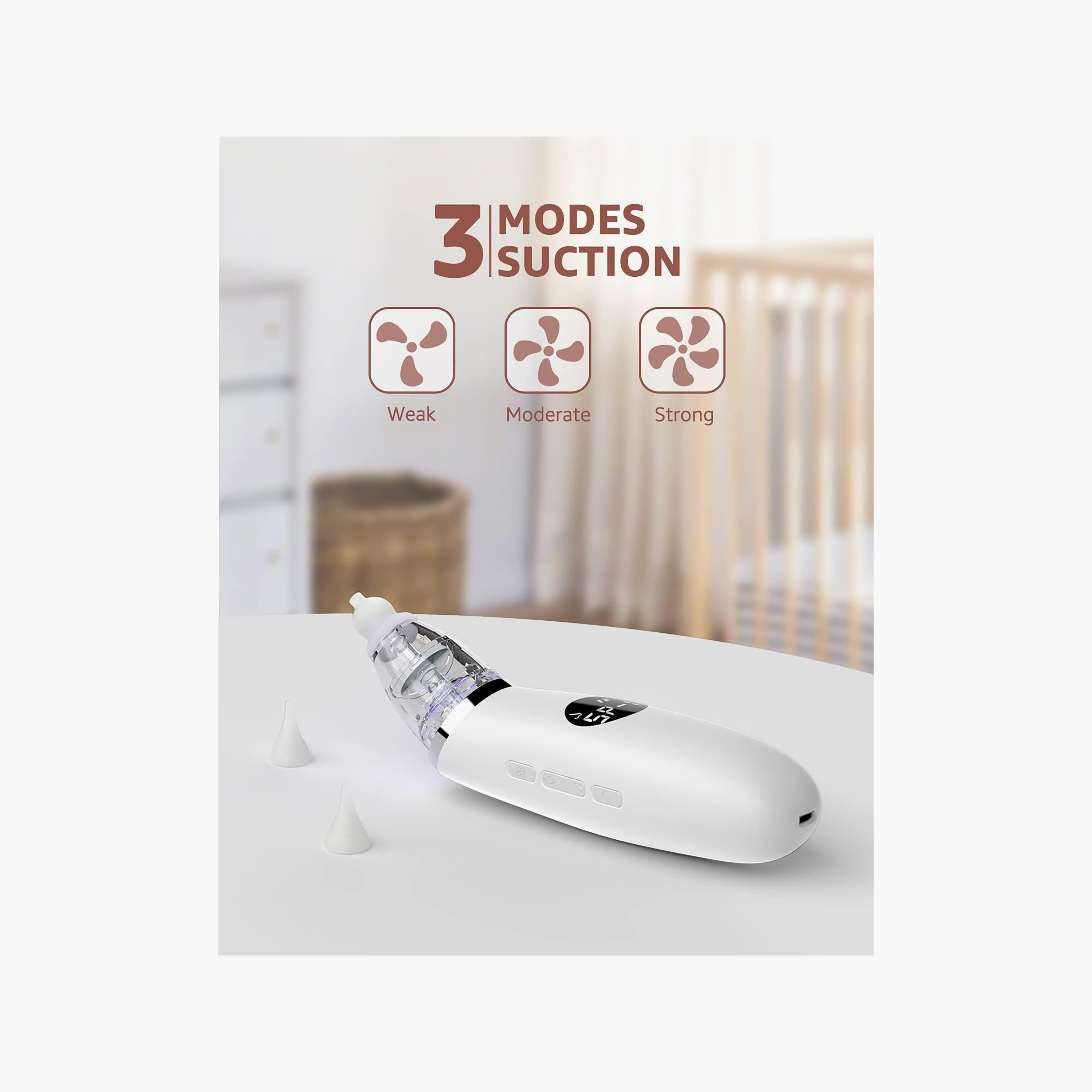 Grownsy Electric Baby Nasal Aspirator with 3 Suction Modes-baby-healthandsafety-thermometersandaspirators-image-3
