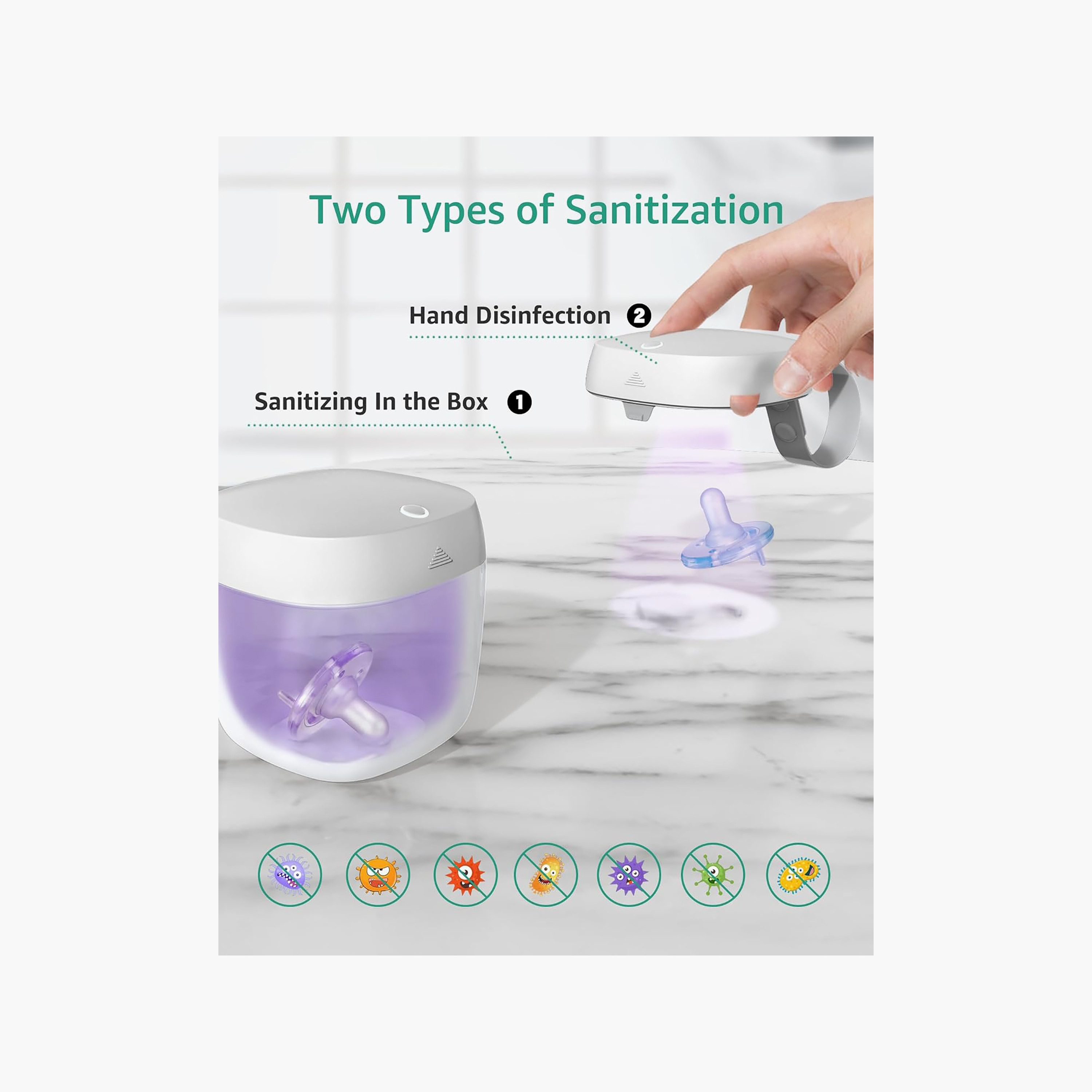 Grownsy Portable UV Pacifier Sanitizer with USB Charging-baby-feeding-sterilizersandwarmers-image-5