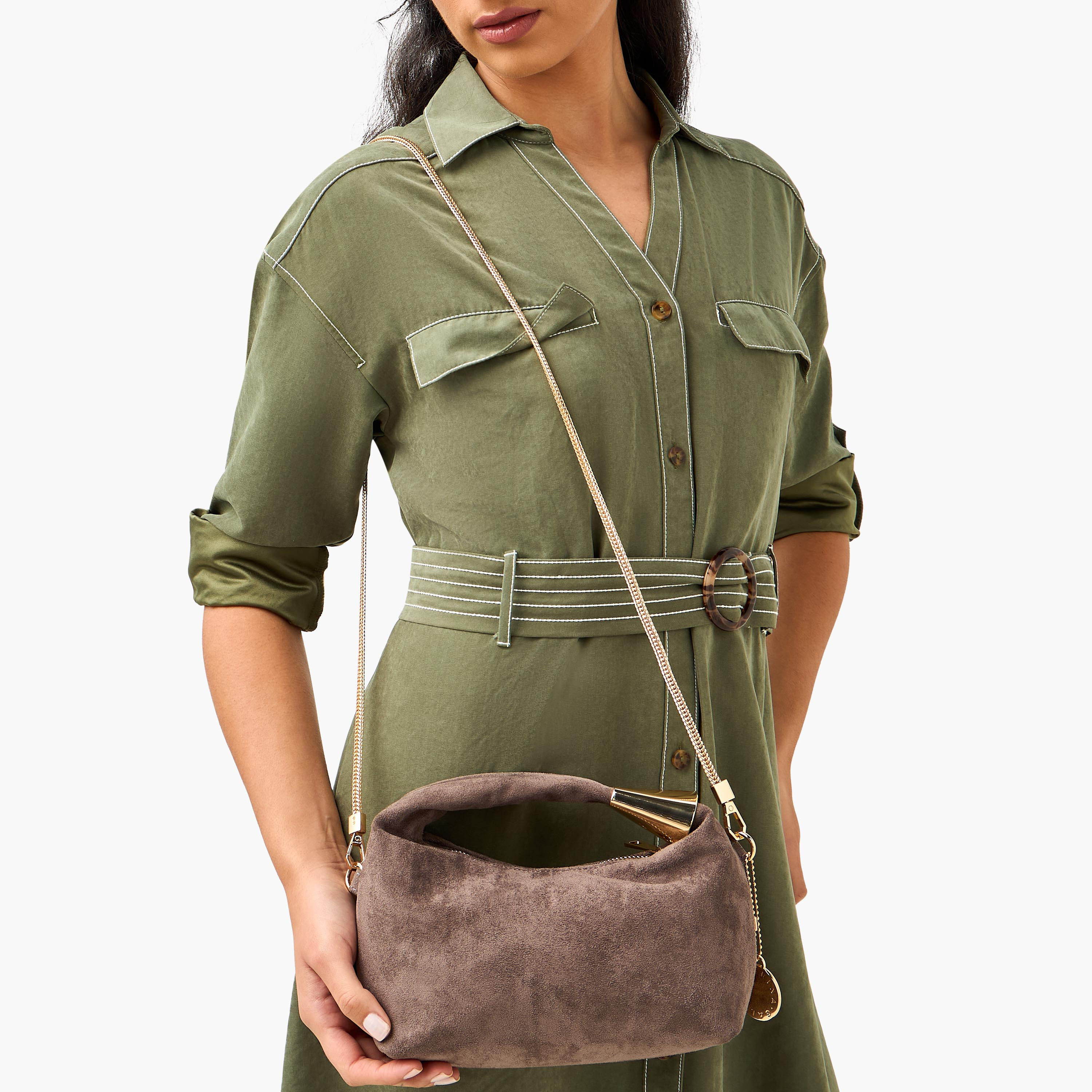 Marina Galanti Textured Hobo Bag with Detachable Chain Strap-women-bagsandwallets-handbags-image-2