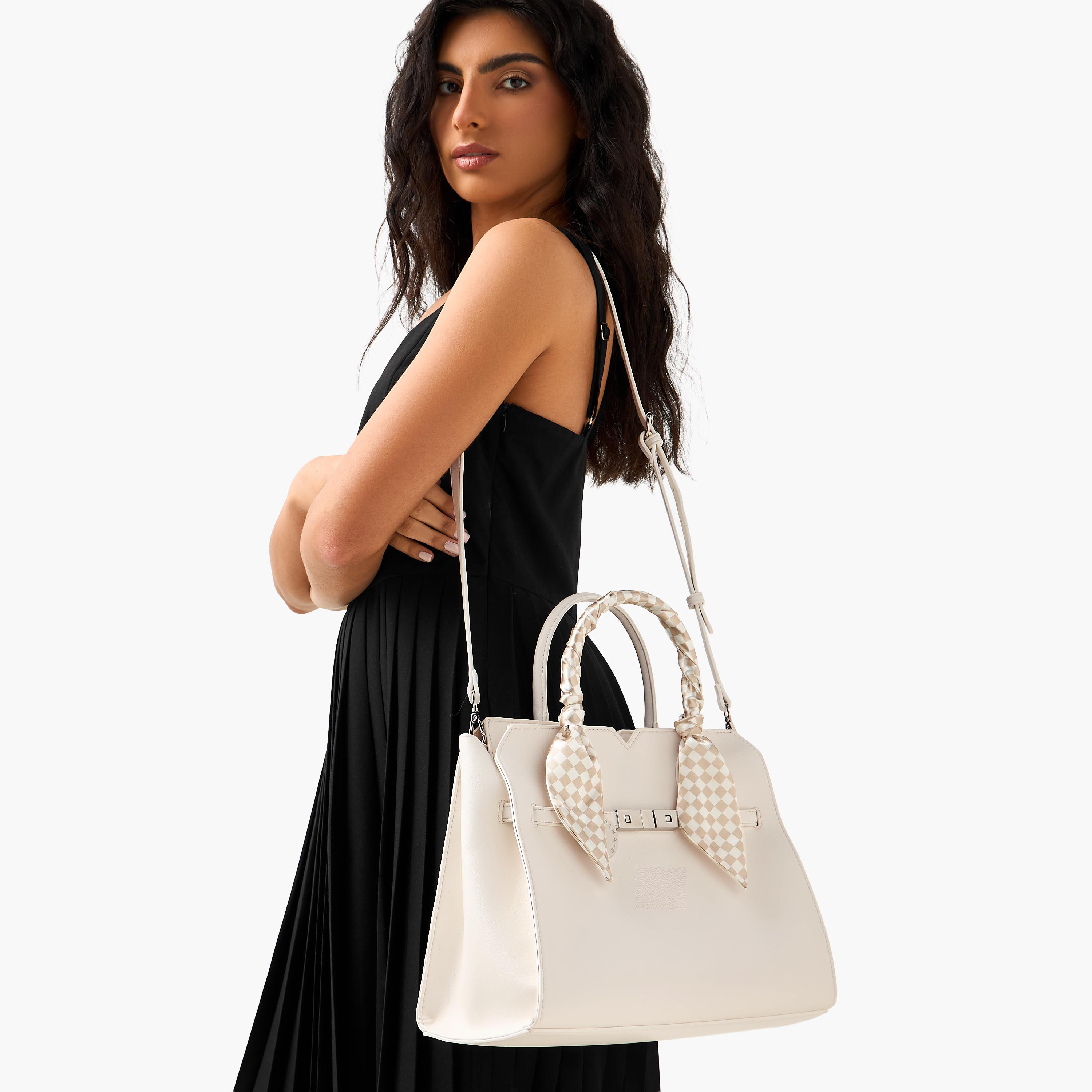 Marina Galanti Scarf Accent Tote Bag with Detachable Strap-women-bagsandwallets-handbags-image-2