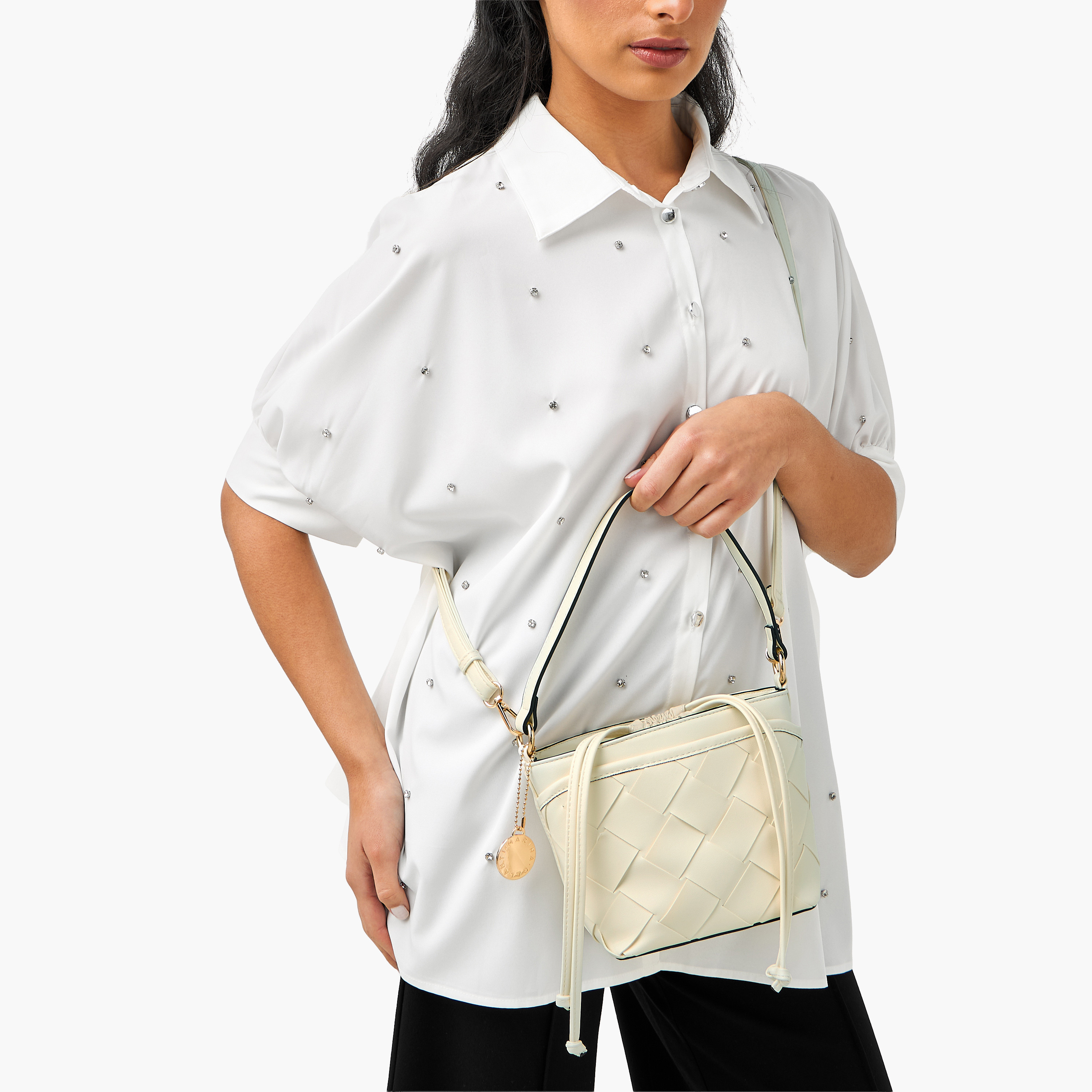 Marina Galanti Textured Bucket Bag with Detachable Strap-women-bagsandwallets-handbags-image-2