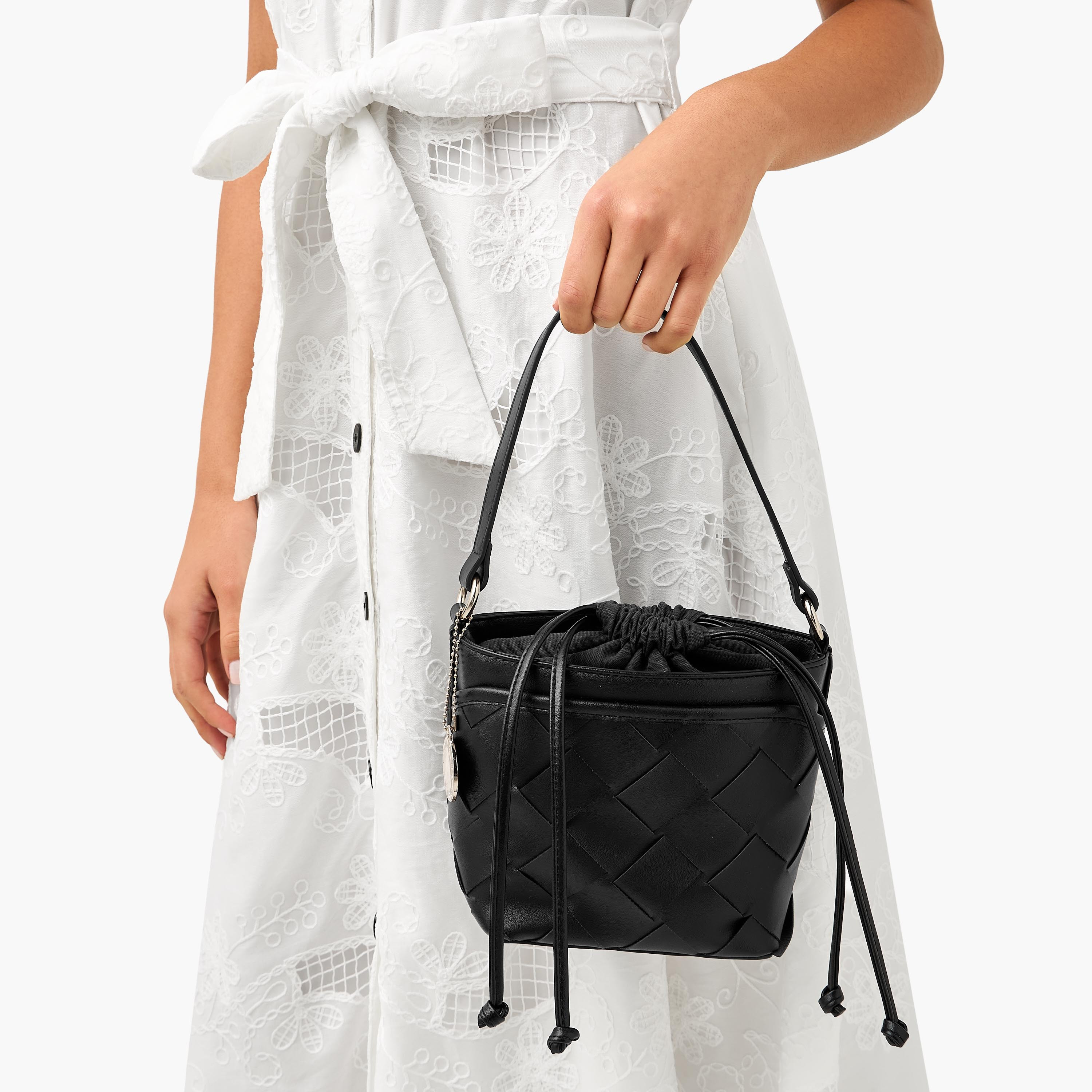 Marina Galanti Weave Textured Bucket Bag with Detachable Strap-women-bagsandwallets-handbags-image-8