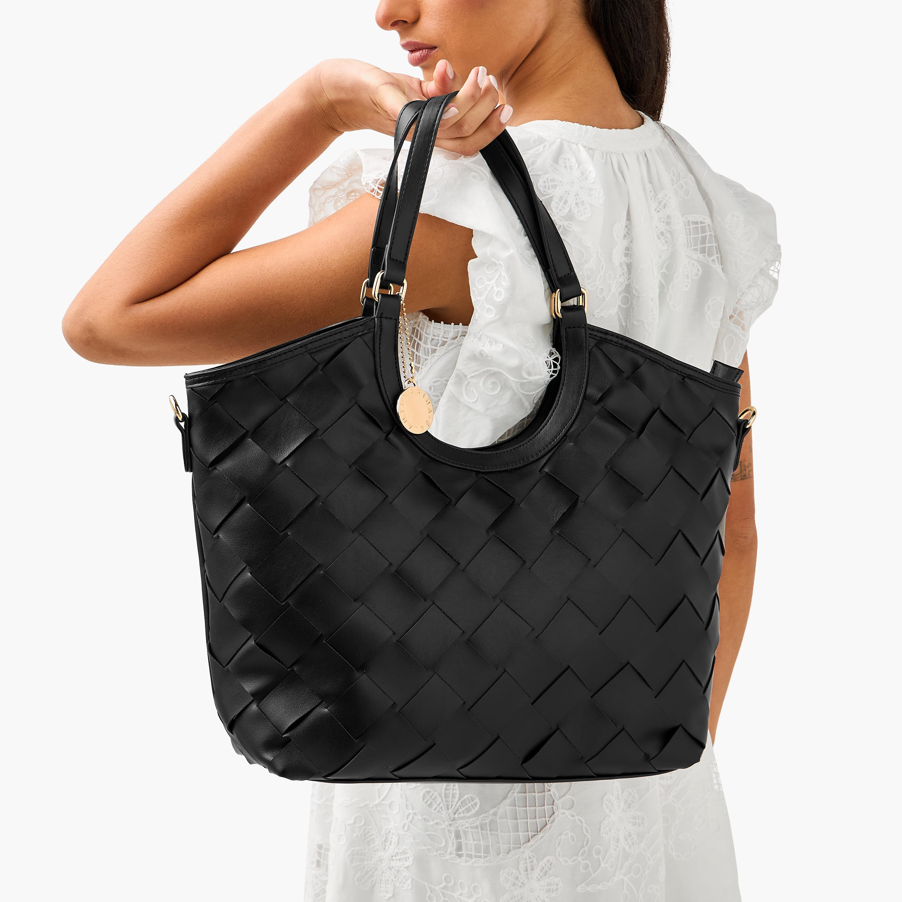 Marina Galanti Weave Textured Shopper Bag with Detachable Strap-women-bagsandwallets-handbags-image-8