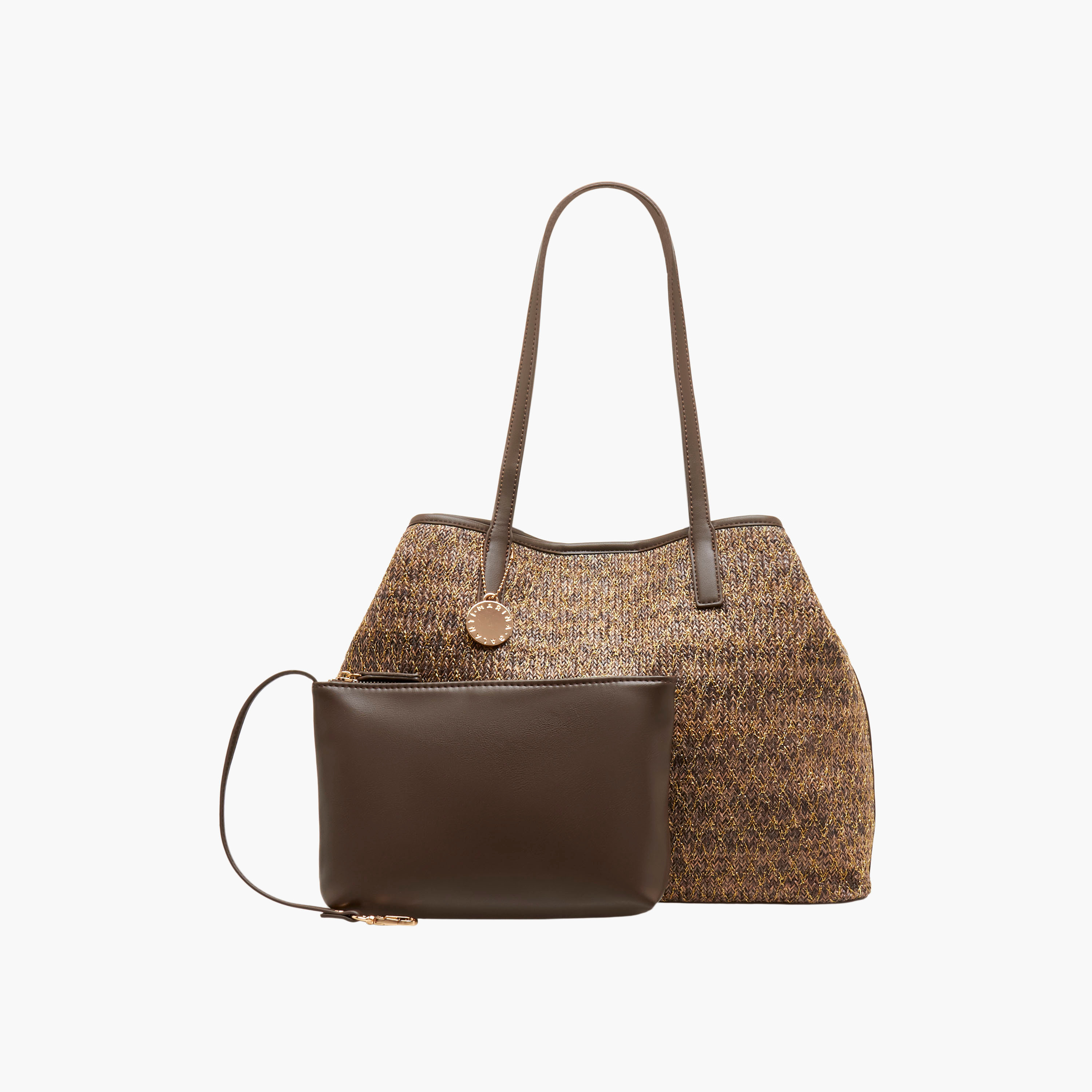 Marina Galanti Textured Tote Bag with Pouch-women-bagsandwallets-handbags-image-1