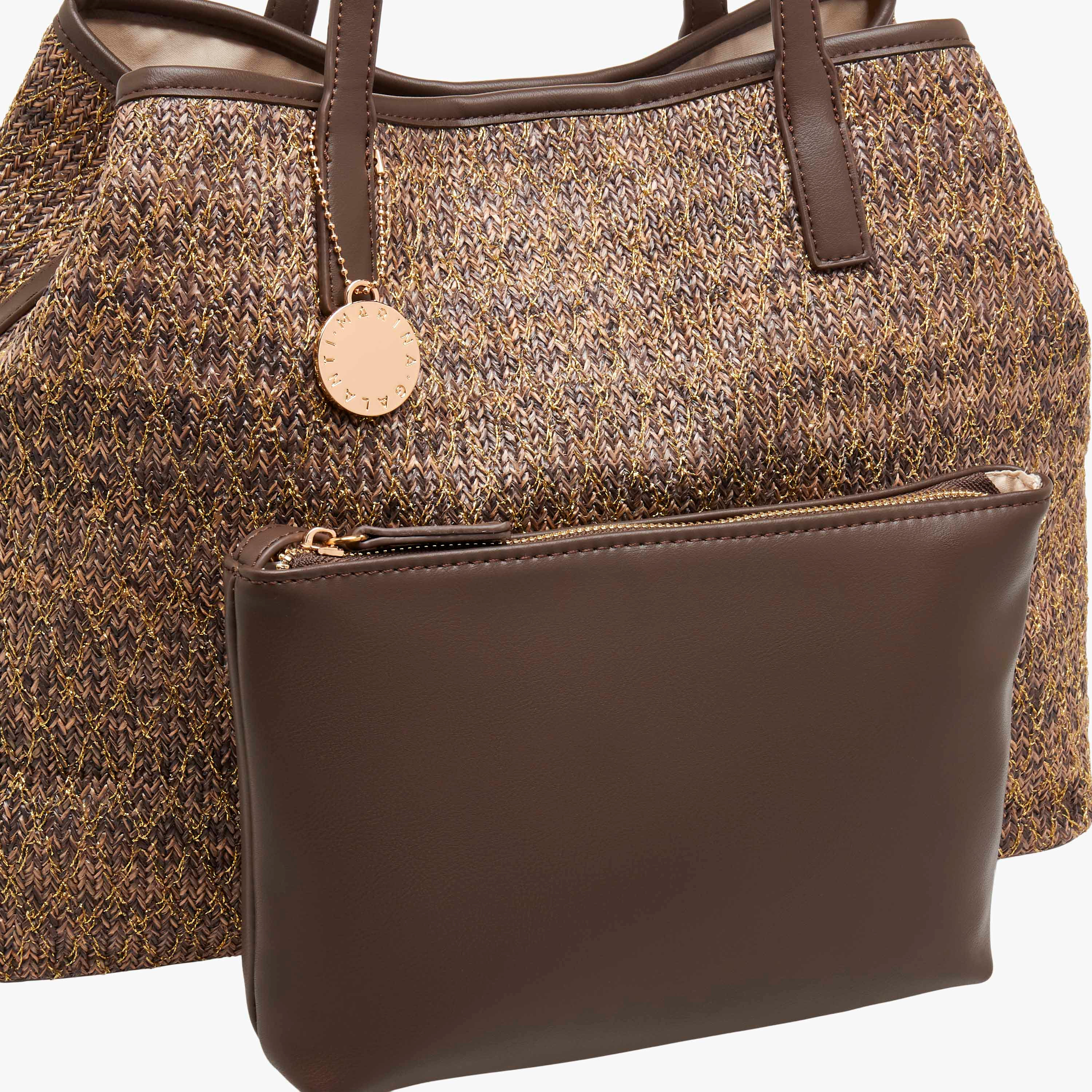 Marina Galanti Textured Tote Bag with Pouch-women-bagsandwallets-handbags-image-6