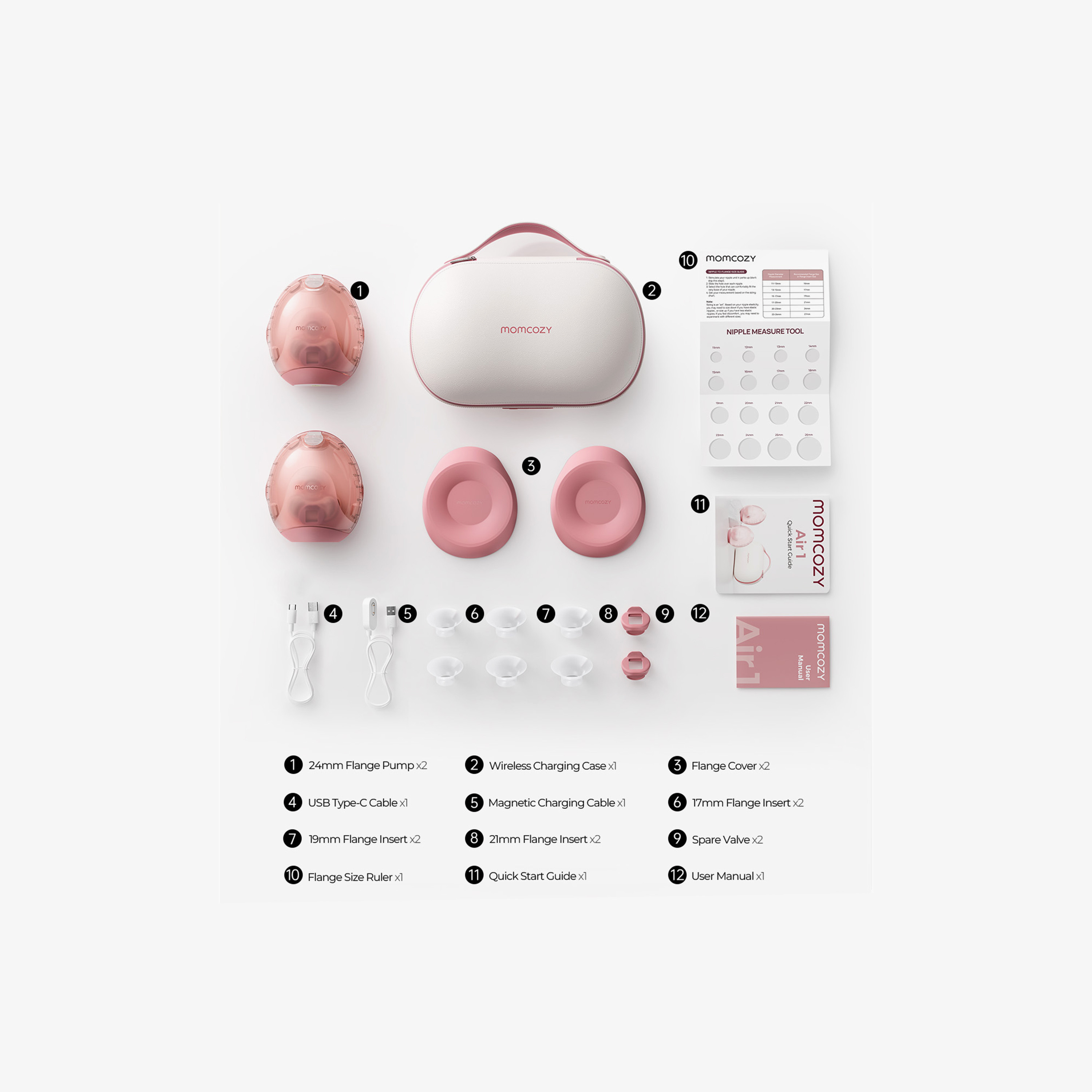 Momcozy Air 1 Ultra Slim Hands-Free Double Breast Pump - Cozy Red-baby-feeding-breastfeedingandcare-image-2