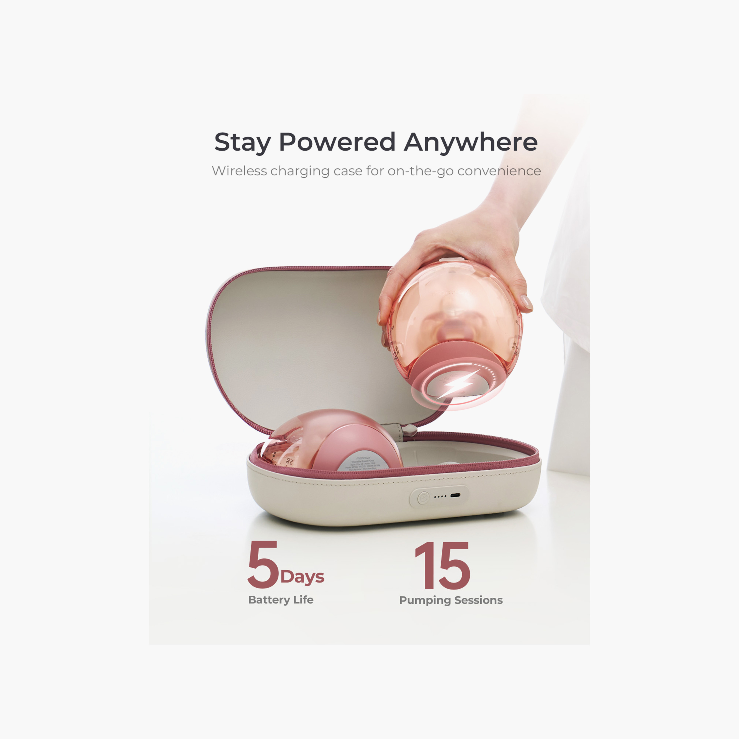 Momcozy Air 1 Ultra Slim Hands-Free Double Breast Pump - Cozy Red-baby-feeding-breastfeedingandcare-image-5