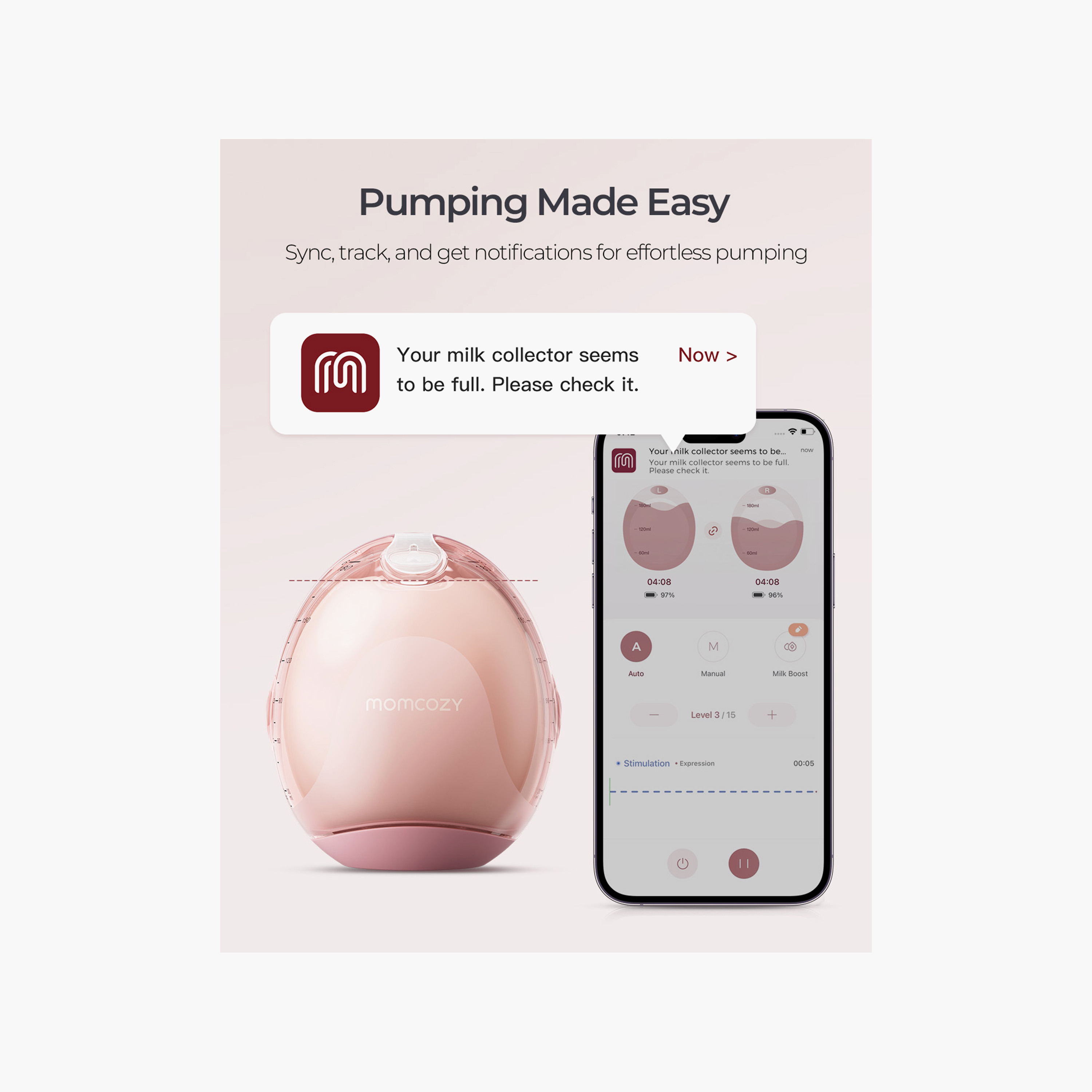 Momcozy Air 1 Ultra Slim Hands-Free Double Breast Pump - Cozy Red-baby-feeding-breastfeedingandcare-image-6