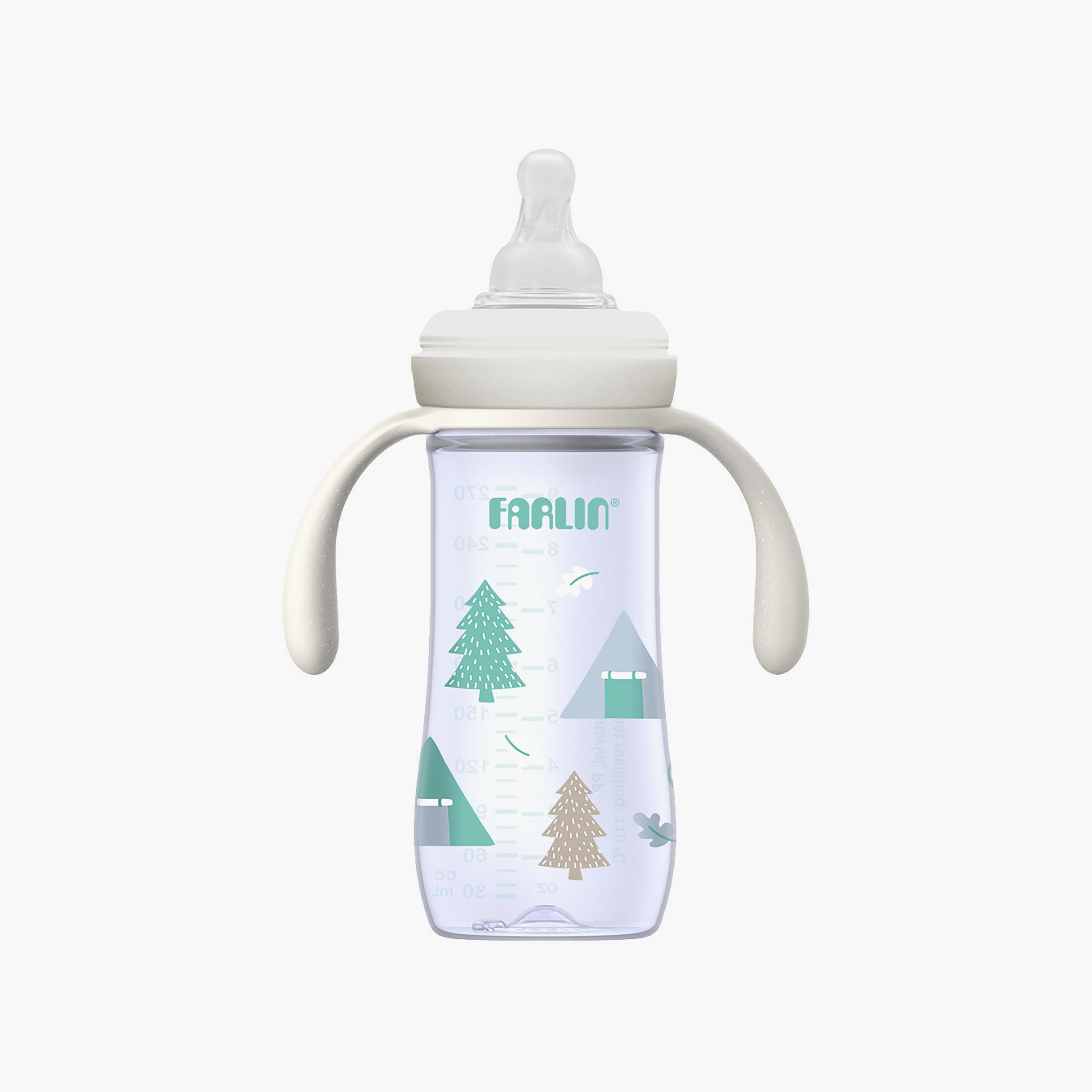 زجاجة رضاعة برقبة عريضة مطبوعة بمقبض من فارلين - 6 أشهر فما فوق - 270مل - أخضر-baby-feeding-feedingbottles-bottlesandteats-image-2
