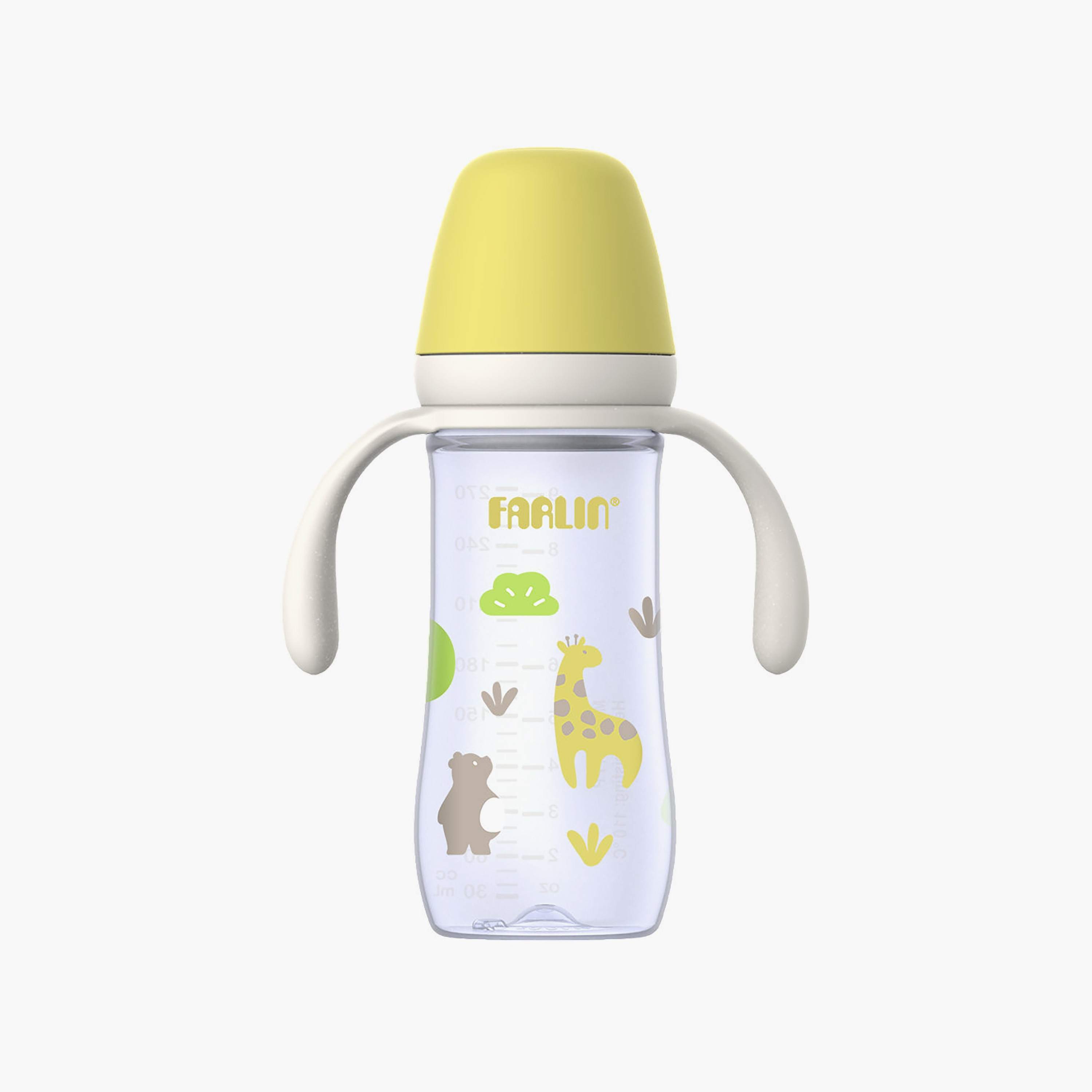 Farlin Printed Wide Neck Feeding Bottle with Handle - 6 Months+ - 270ml - Yellow-baby-feeding-feedingbottles-bottlesandteats-image-1