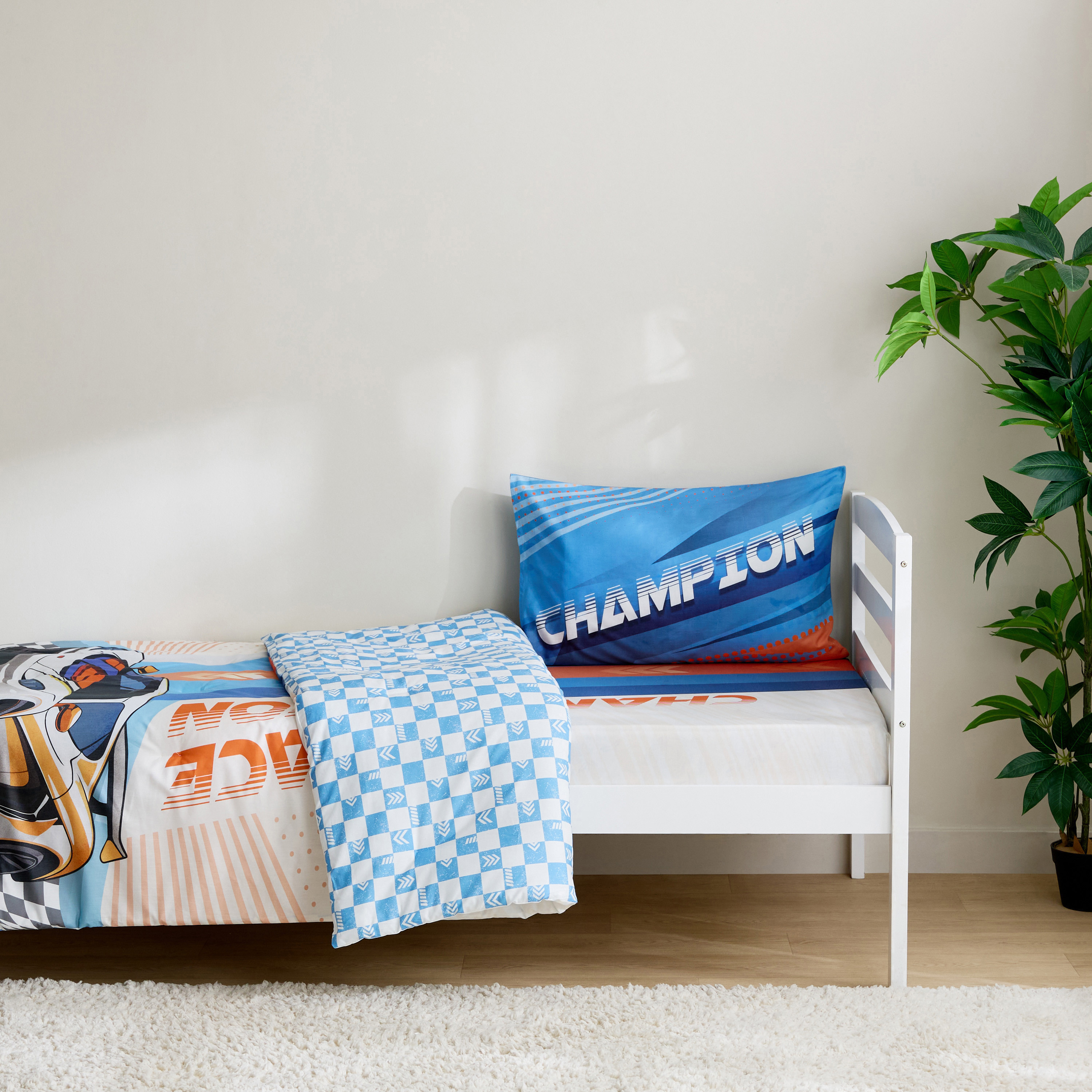 Juniors Baby Bedding Set with Race Car Print, 135x200 cm-baby-nursery-babybedding-image-1