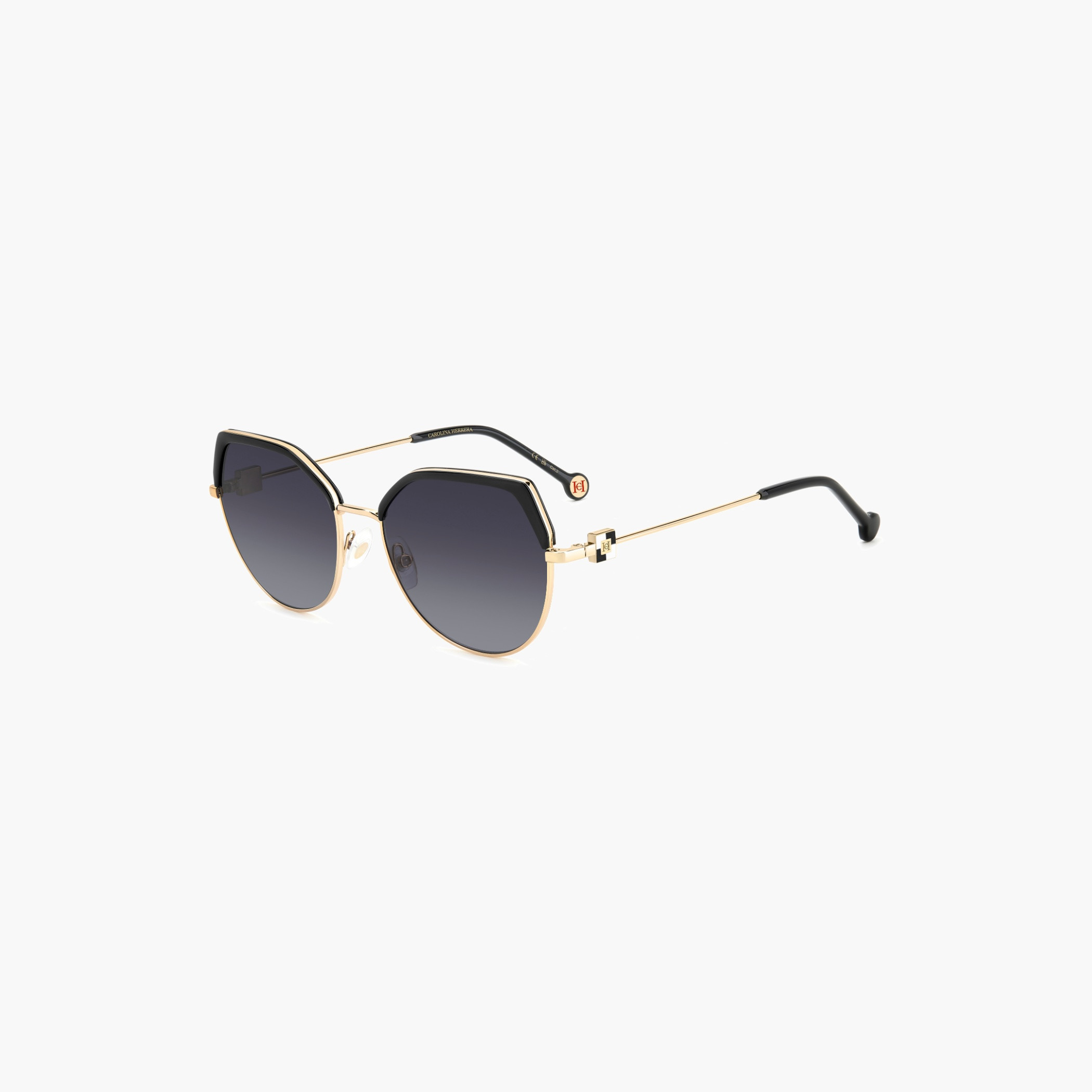 نظارة شمسية بإطار هندسي ذهبي أسود-women-sunglasses-image-1