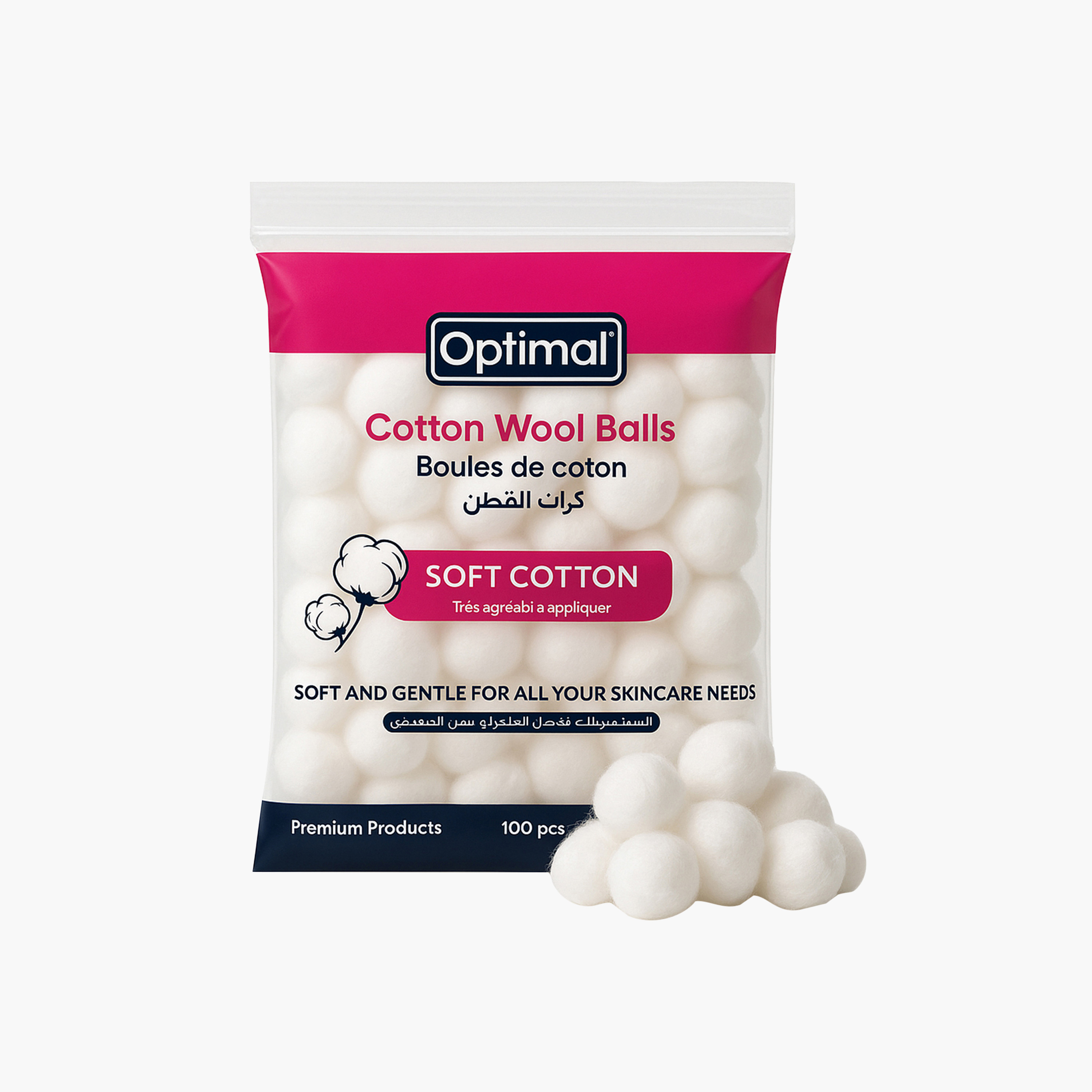 Optimal 100-Piece Cotton Wool Balls - White-baby-bathandcare-hairbodyskincare-image-1