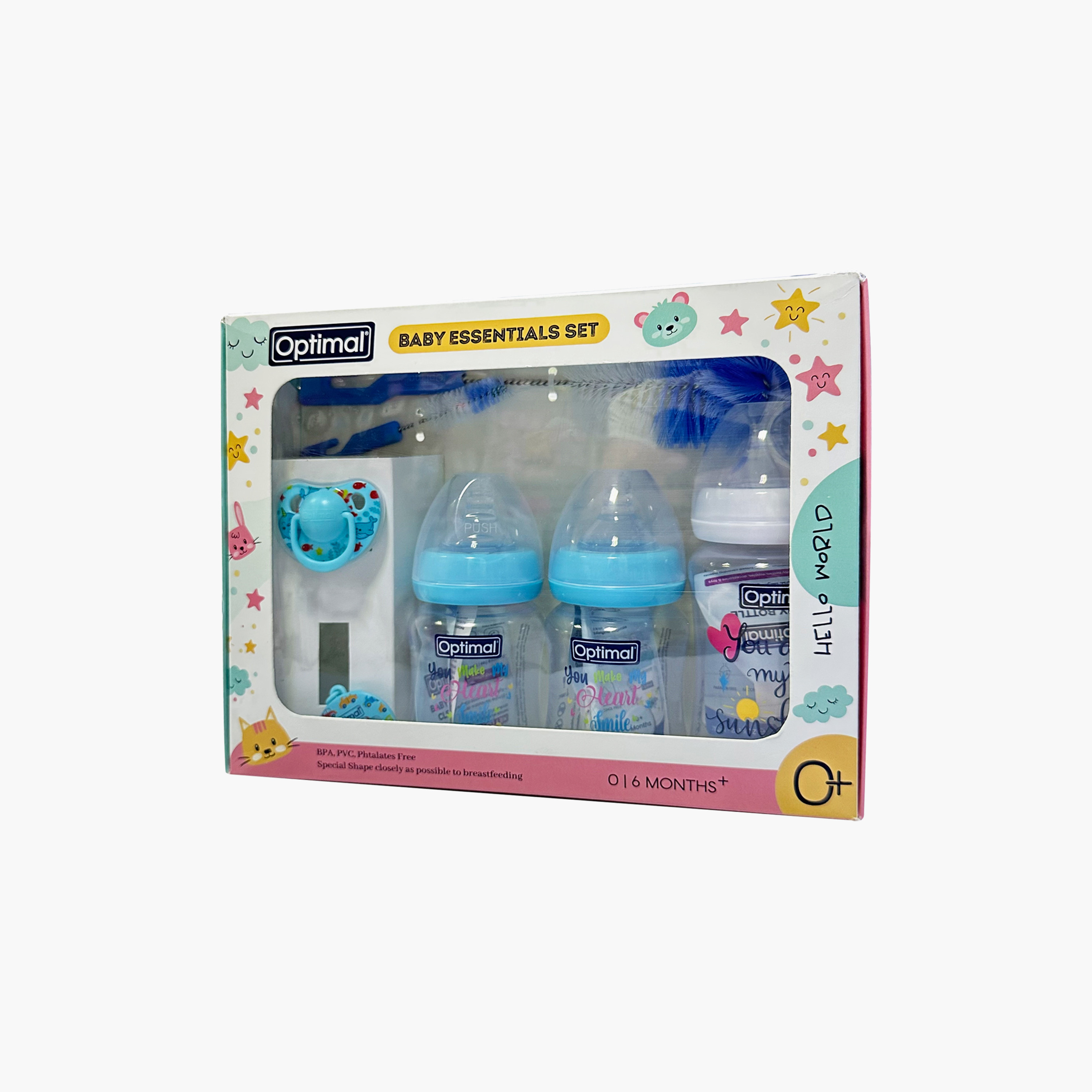 Optimal BPA Free Baby Bottle & Soother Newborn Gift Set - Blue-baby-feeding-breastfeedingandcare-image-1