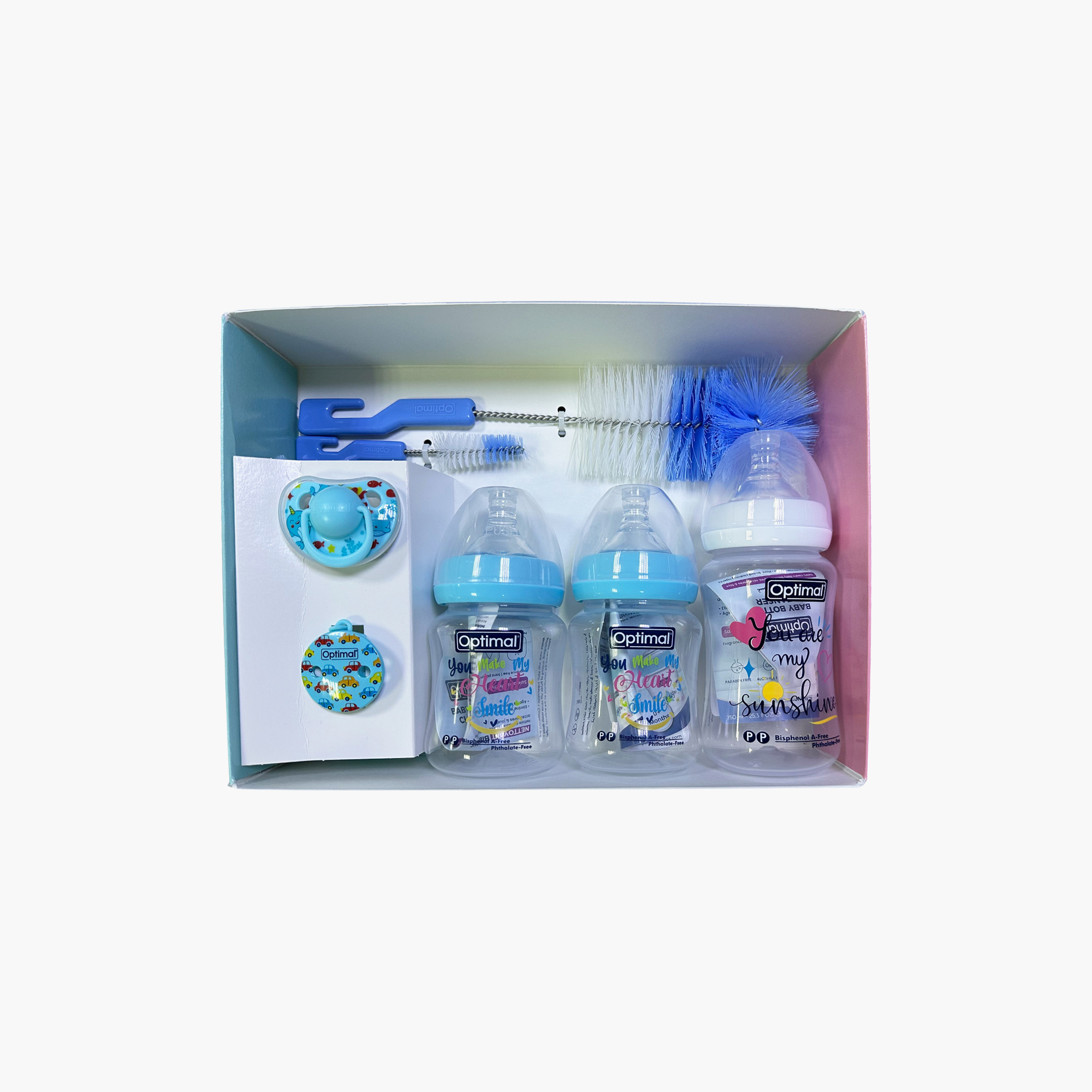 Optimal BPA Free Baby Bottle & Soother Newborn Gift Set - Blue-baby-feeding-breastfeedingandcare-image-3