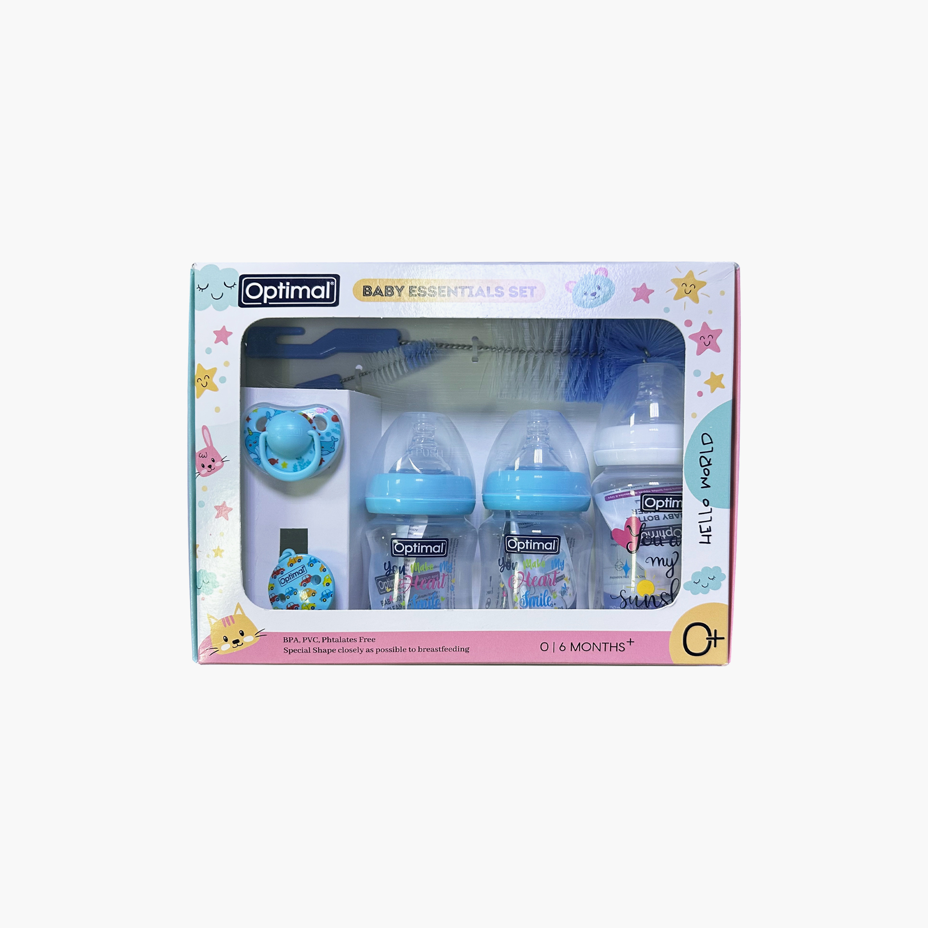 Optimal BPA Free Baby Bottle & Soother Newborn Gift Set - Blue-baby-feeding-breastfeedingandcare-image-4