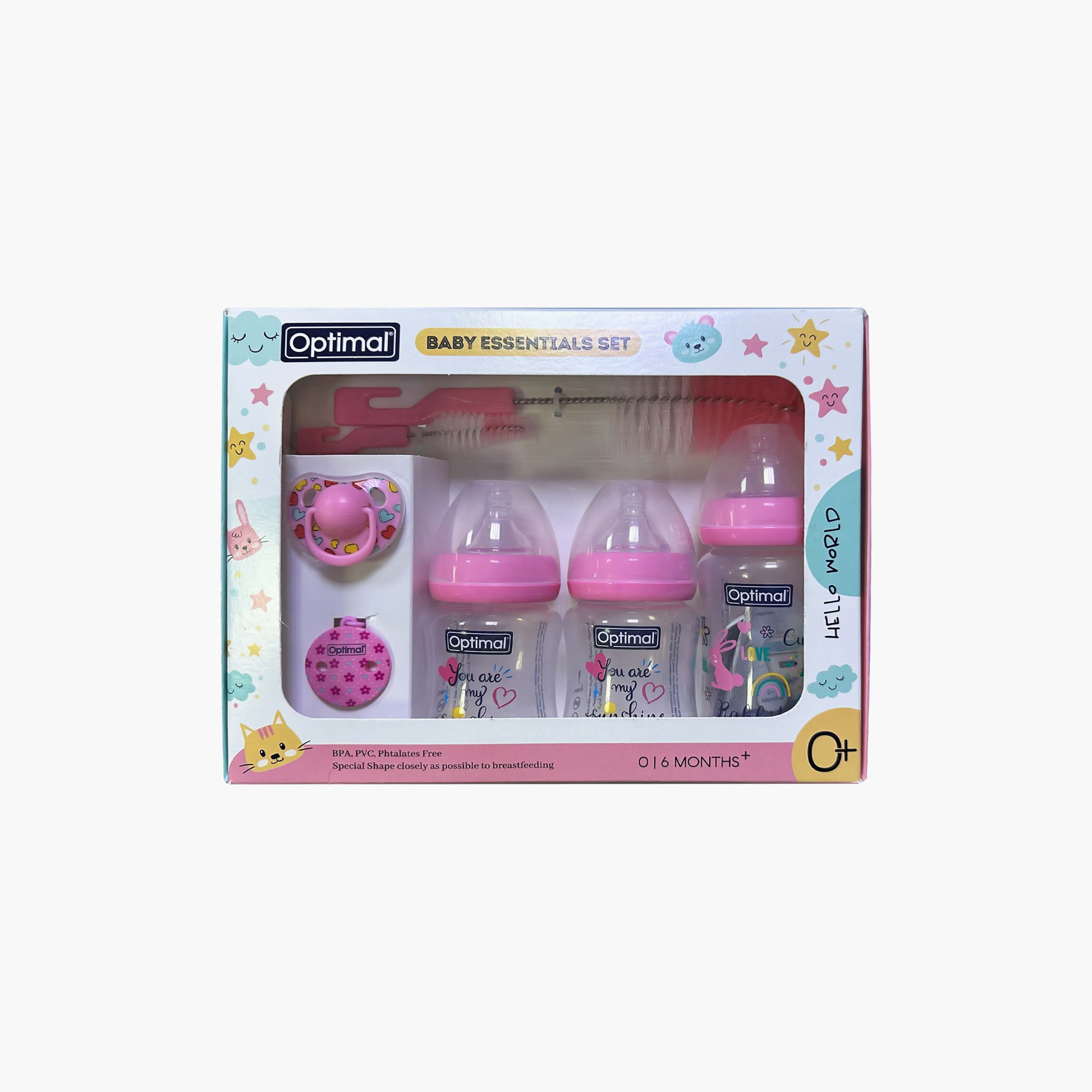 Optimal BPA Free Baby Bottle & Soother Newborn Gift Set - Pink-baby-feeding-breastfeedingandcare-image-5