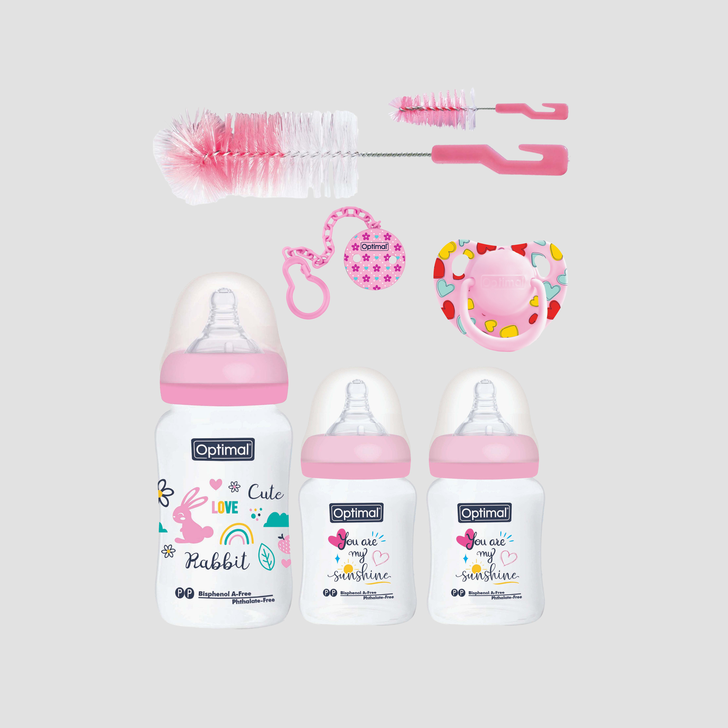Optimal BPA Free Baby Bottle & Soother Newborn Gift Set - Pink-baby-feeding-breastfeedingandcare-image-6