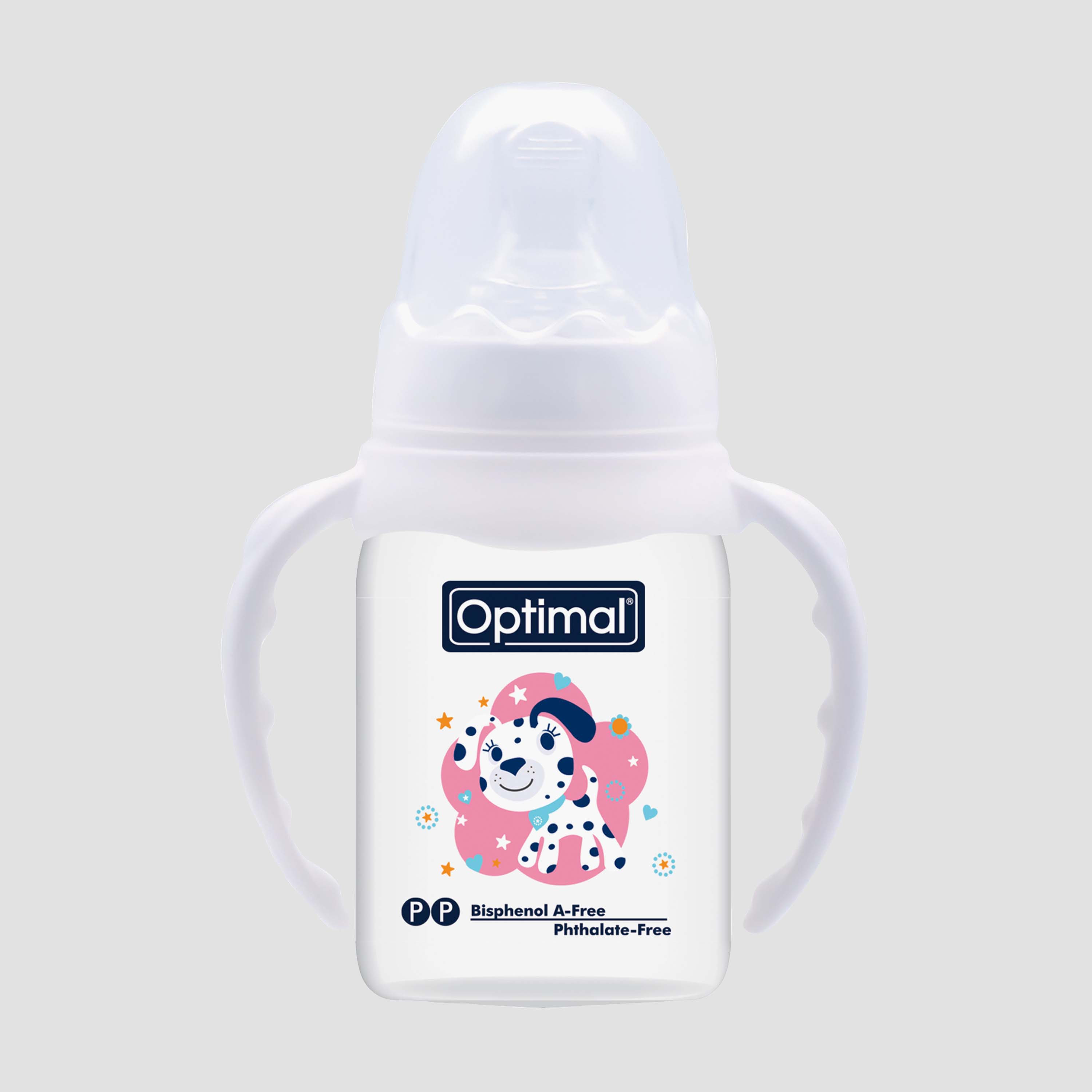 Narrow Neck Orthodontic Feeding Bottle With Handle - 140 ml - White-baby-feeding-feedingbottles-bottlesandteats-image-1