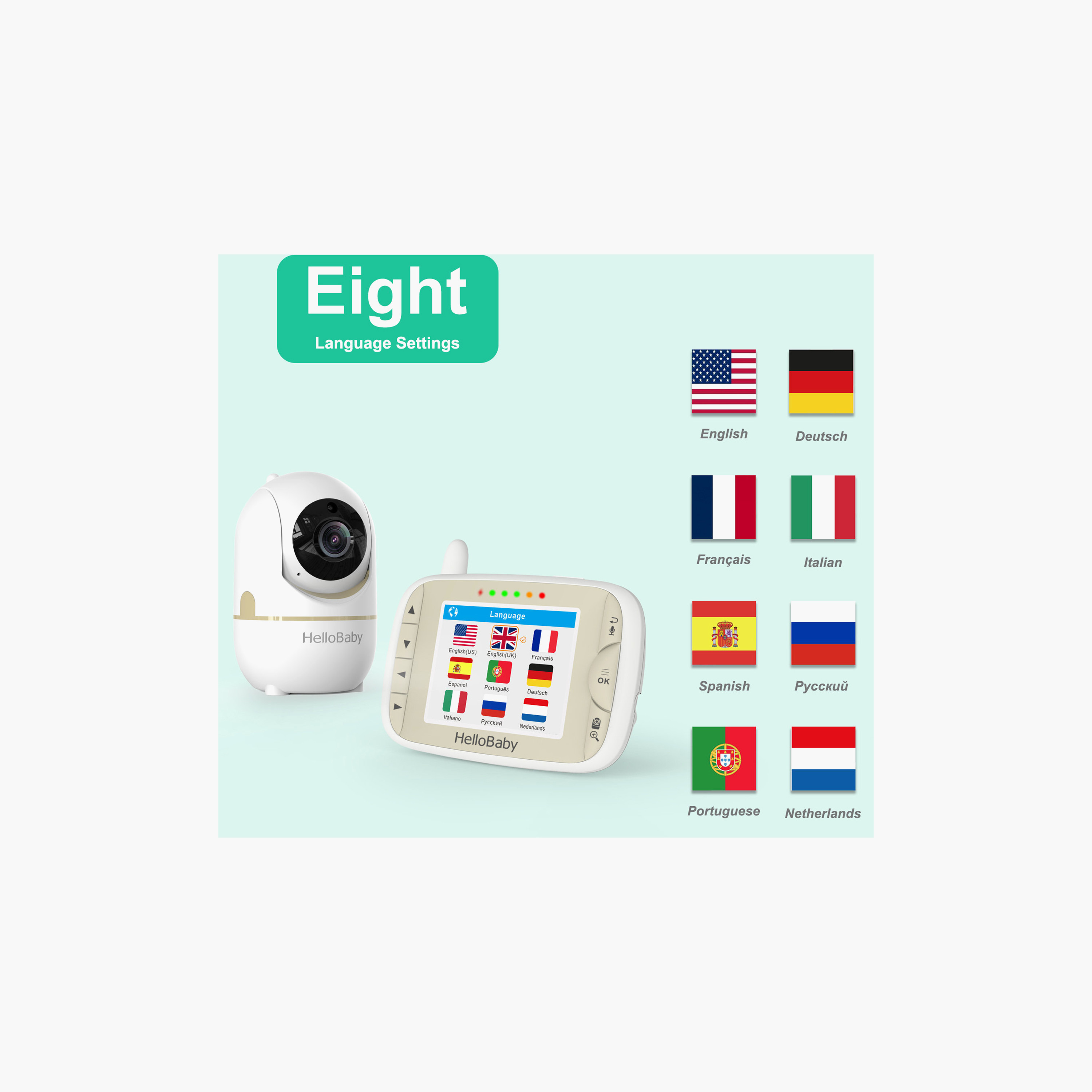 HelloBaby 2.4 inch LCD Video Baby Monitor with Remote Pan - Gold Limited Edition-baby-healthandsafety-babymonitors-image-2