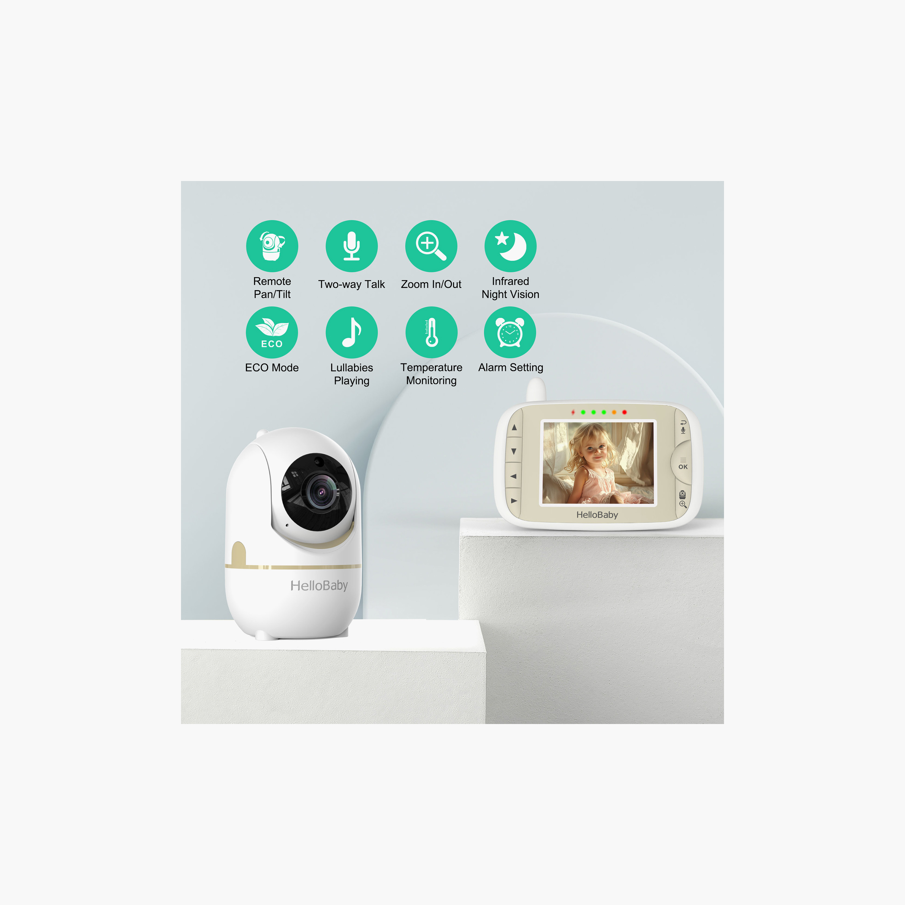 HelloBaby 2.4 inch LCD Video Baby Monitor with Remote Pan - Gold Limited Edition-baby-healthandsafety-babymonitors-image-4