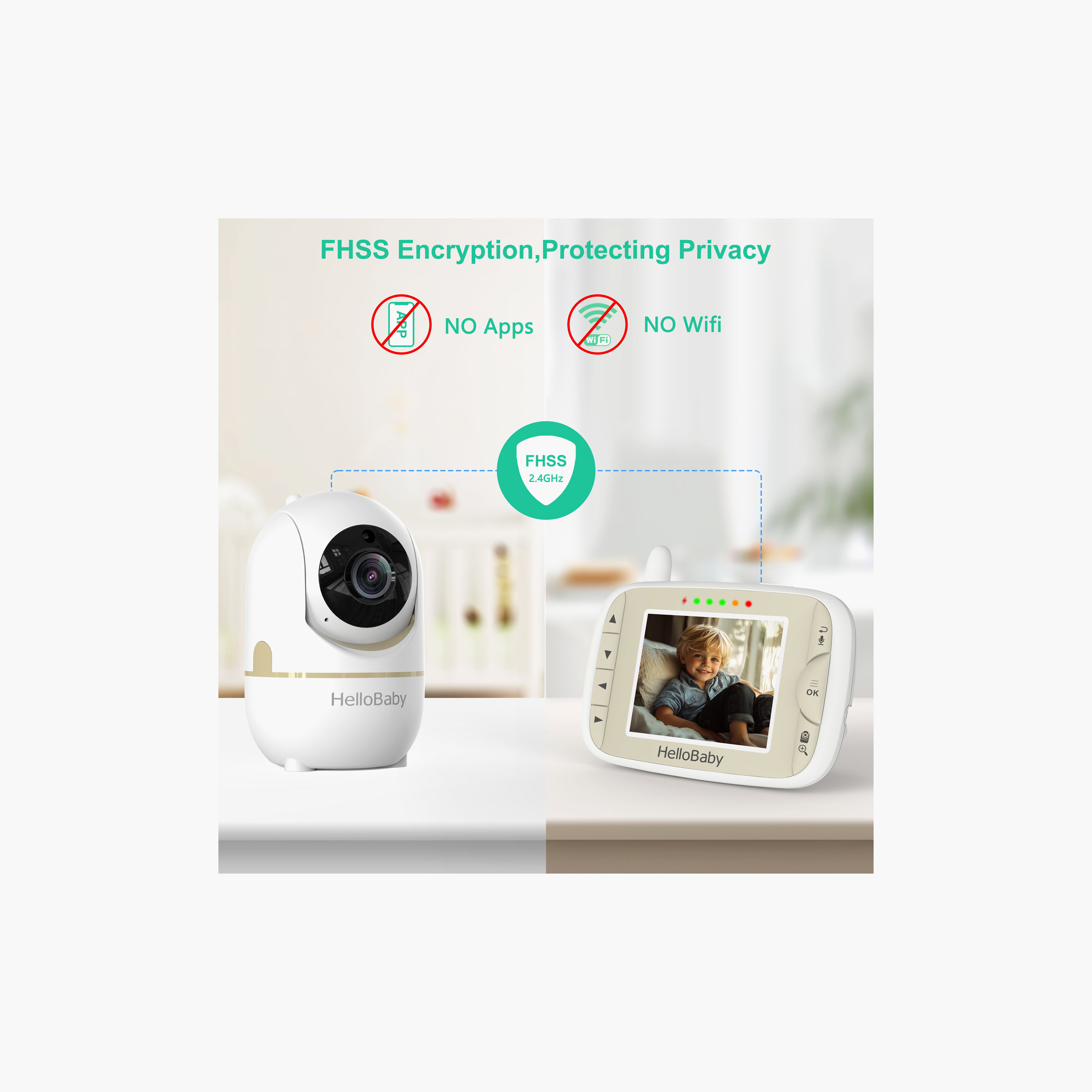 HelloBaby 2.4 inch LCD Video Baby Monitor with Remote Pan - Gold Limited Edition-baby-healthandsafety-babymonitors-image-7