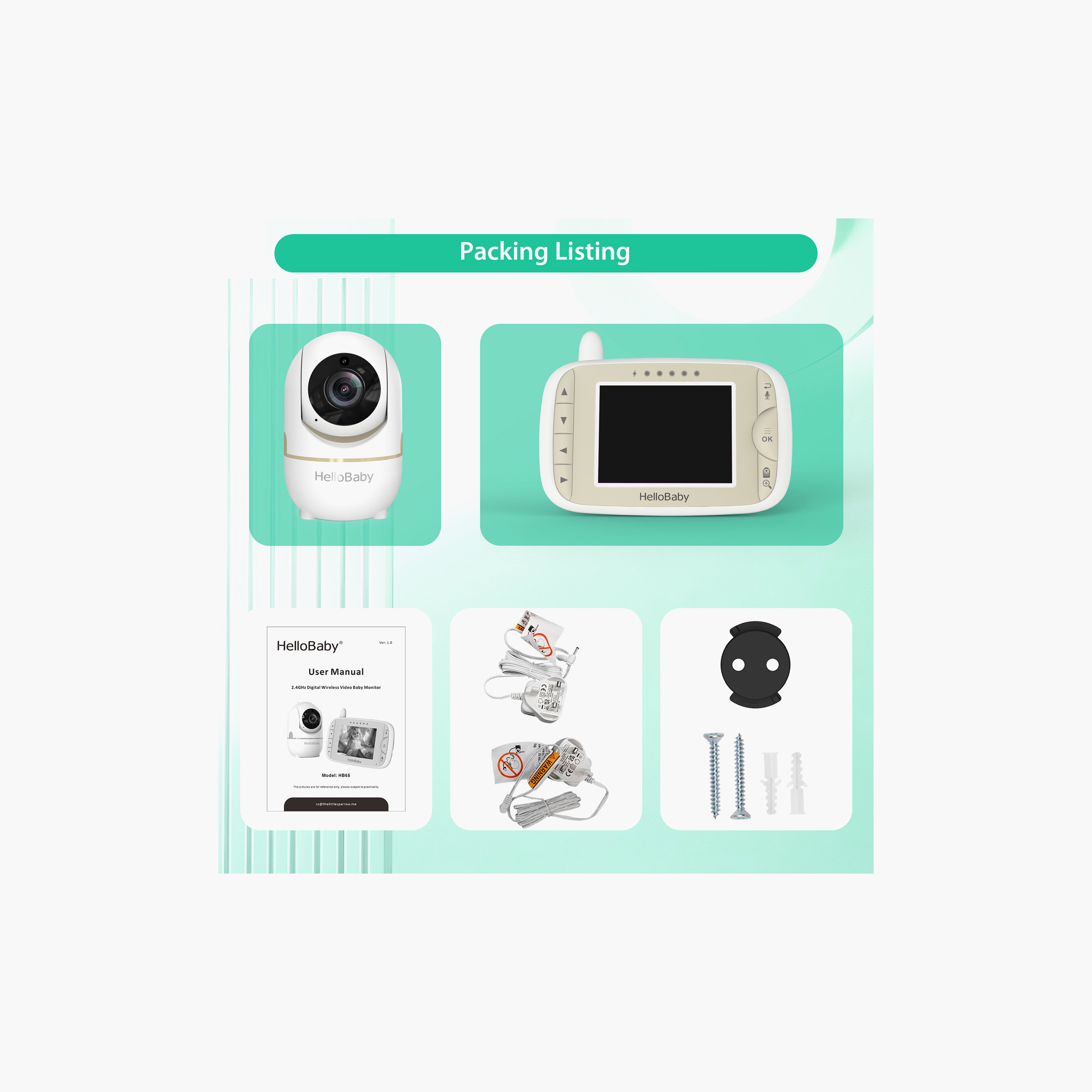 HelloBaby 2.4 inch LCD Video Baby Monitor with Remote Pan - Gold Limited Edition-baby-healthandsafety-babymonitors-image-9