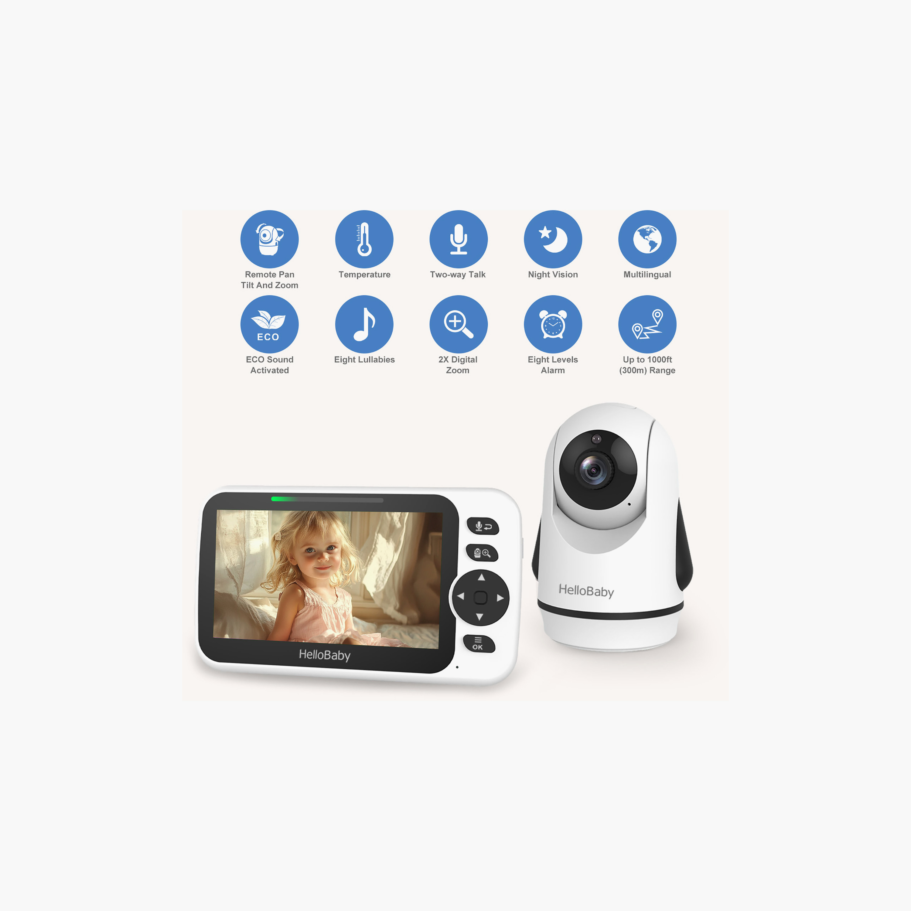 HelloBaby 5 inch LCD Video Baby Monitor with Remote Pan-baby-healthandsafety-babymonitors-image-2
