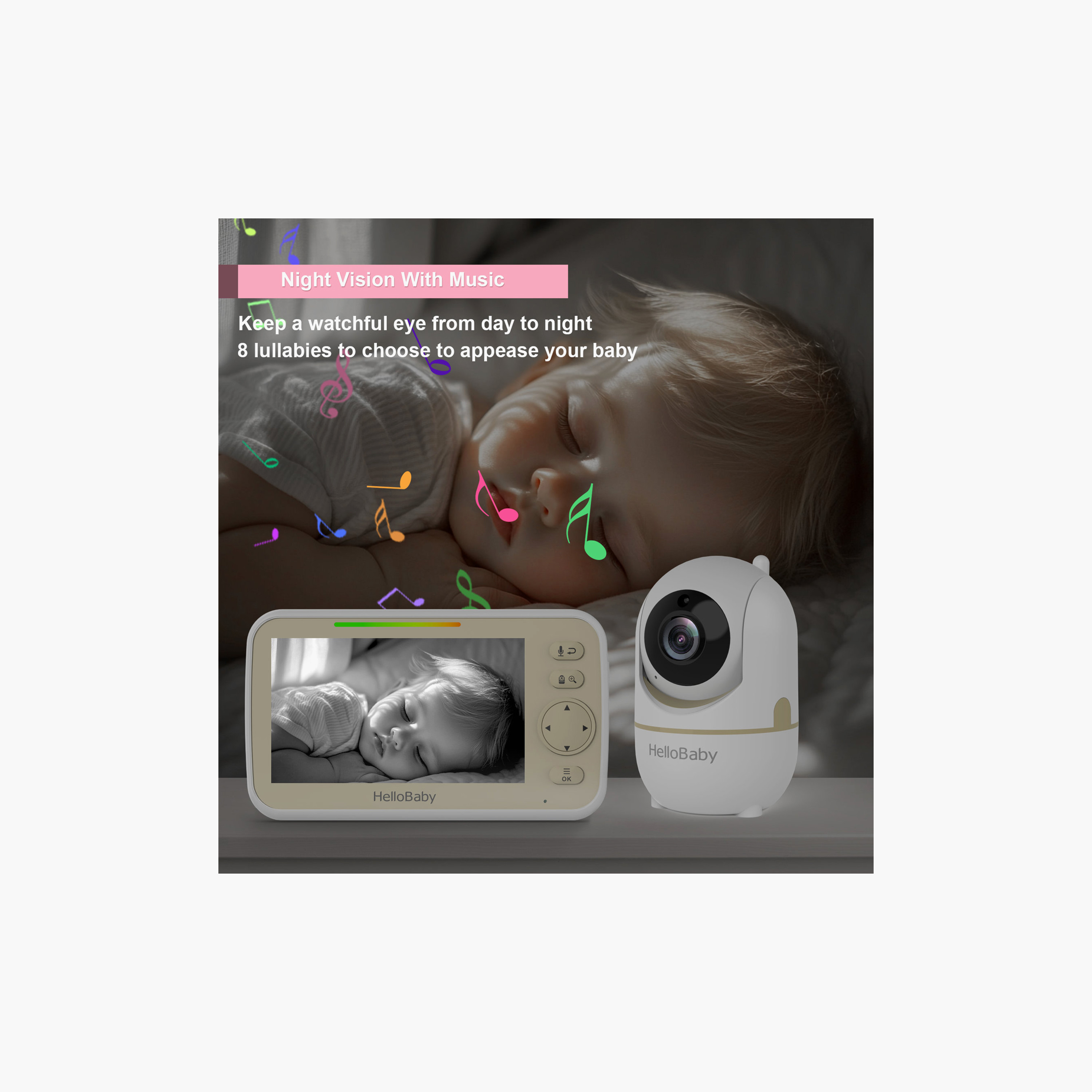 HelloBaby 5 inch LCD Video Baby Monitor with Remote Pan - Gold Limited Edition-baby-healthandsafety-babymonitors-image-4