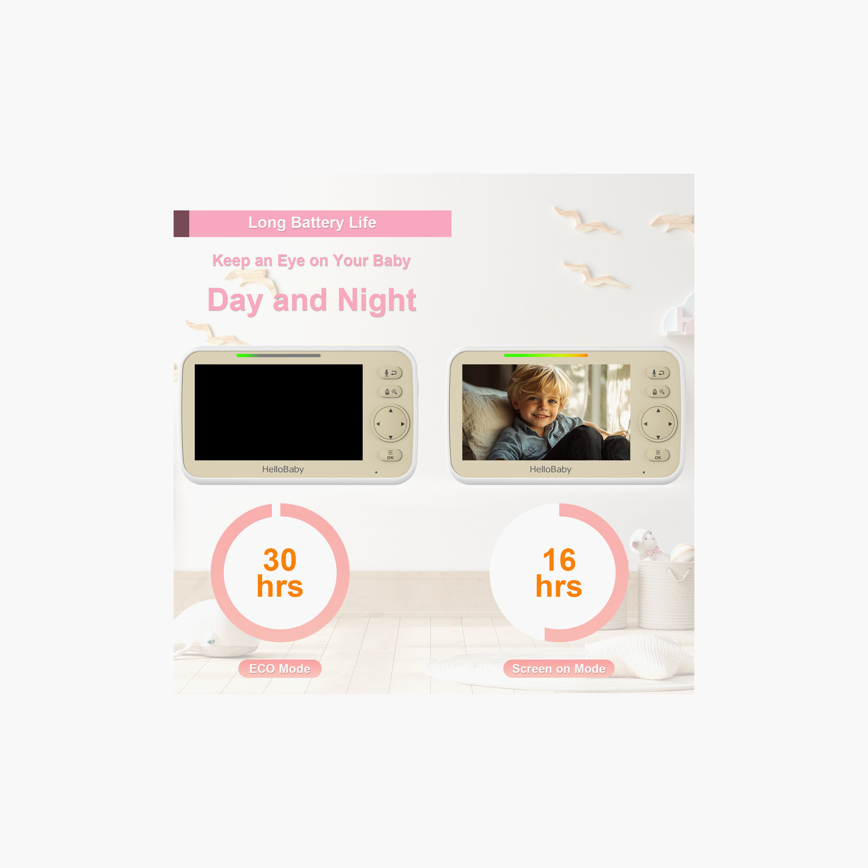 HelloBaby 5 inch LCD Video Baby Monitor with Remote Pan - Gold Limited Edition-baby-healthandsafety-babymonitors-image-5