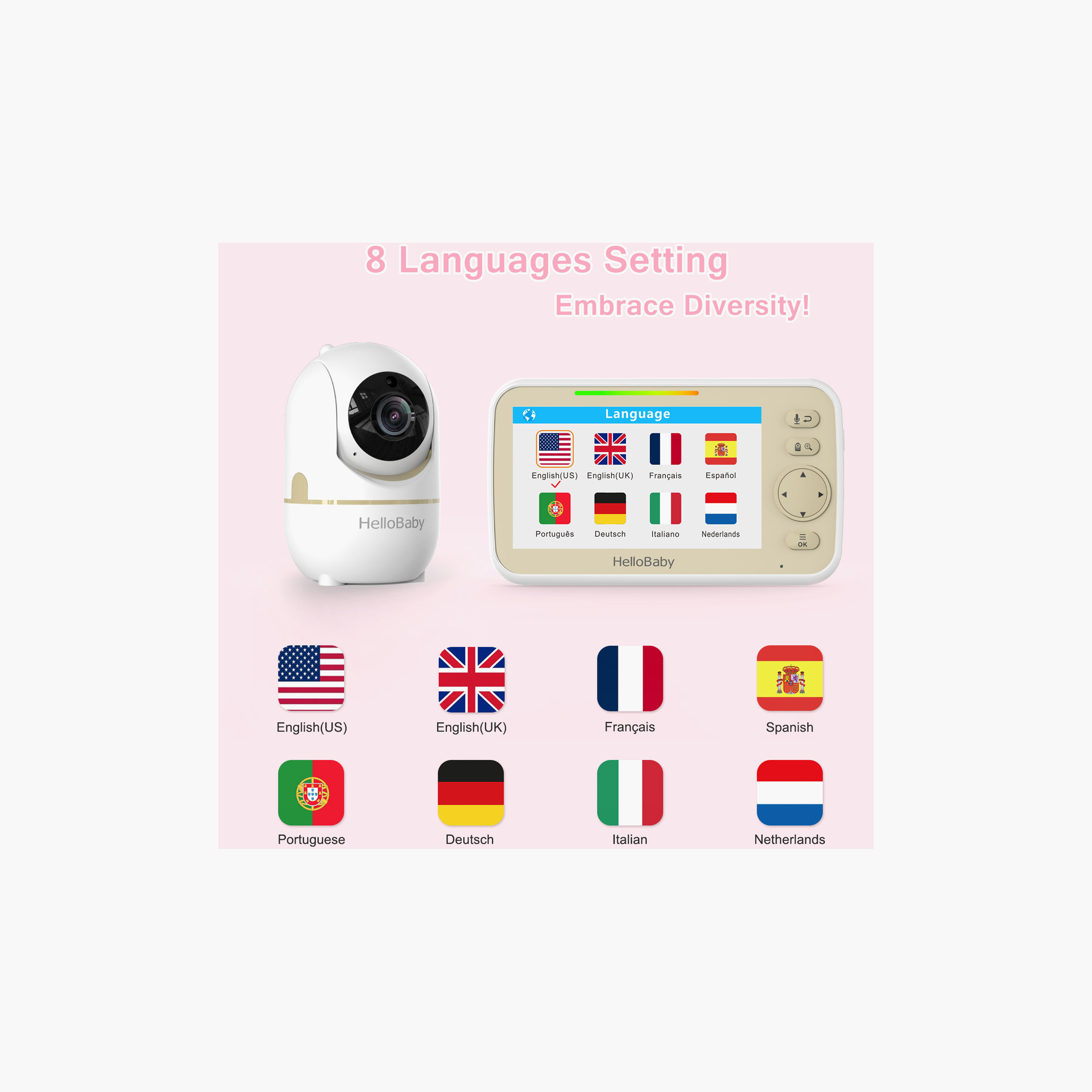 HelloBaby 5 inch LCD Video Baby Monitor with Remote Pan - Gold Limited Edition-baby-healthandsafety-babymonitors-image-8